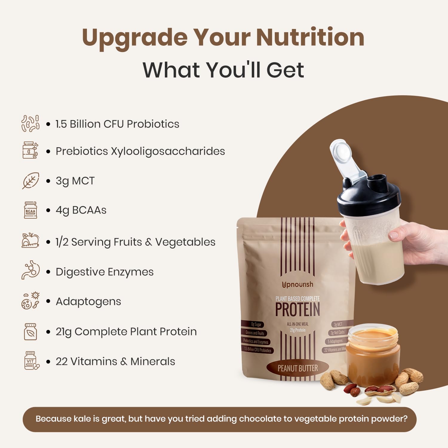 Foto 7 pulgar | Crema De Cacahuete En Polvo Upnourish Vegana 21 G  15 Porciones - Venta Internacional.
