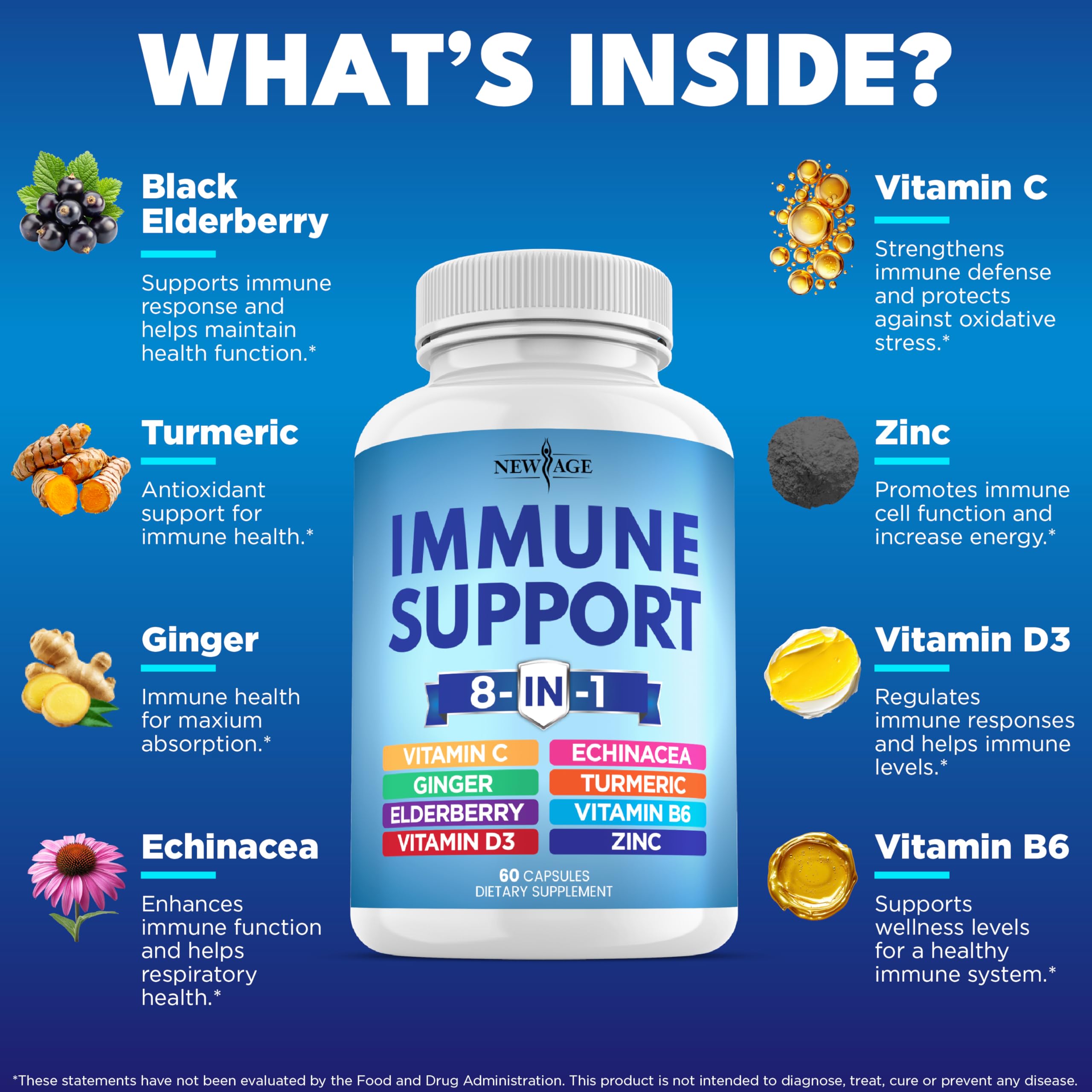 Foto 3 pulgar | Complemente El Apoyo Inmunológico 8 En 1 De New Age Con Equinácea Y Vitaminas - Venta Internacional.