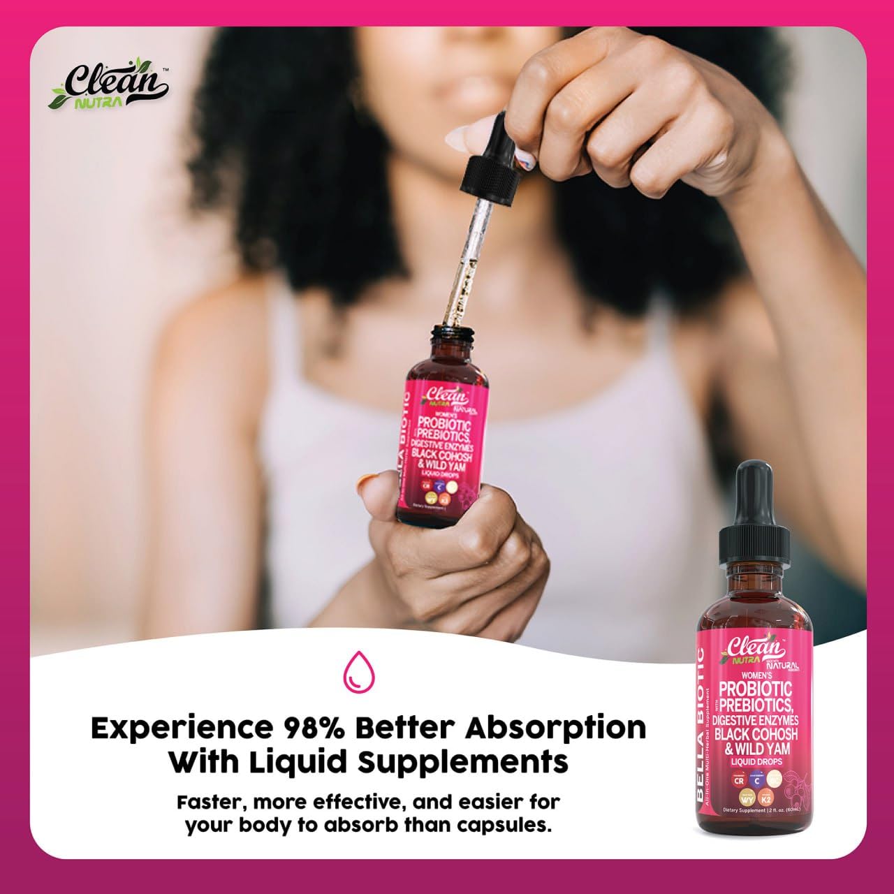 Foto 4 | Probióticos Líquidos Supplement Clean Nutra Bella Biotics Para Mujeres - Venta Internacional.