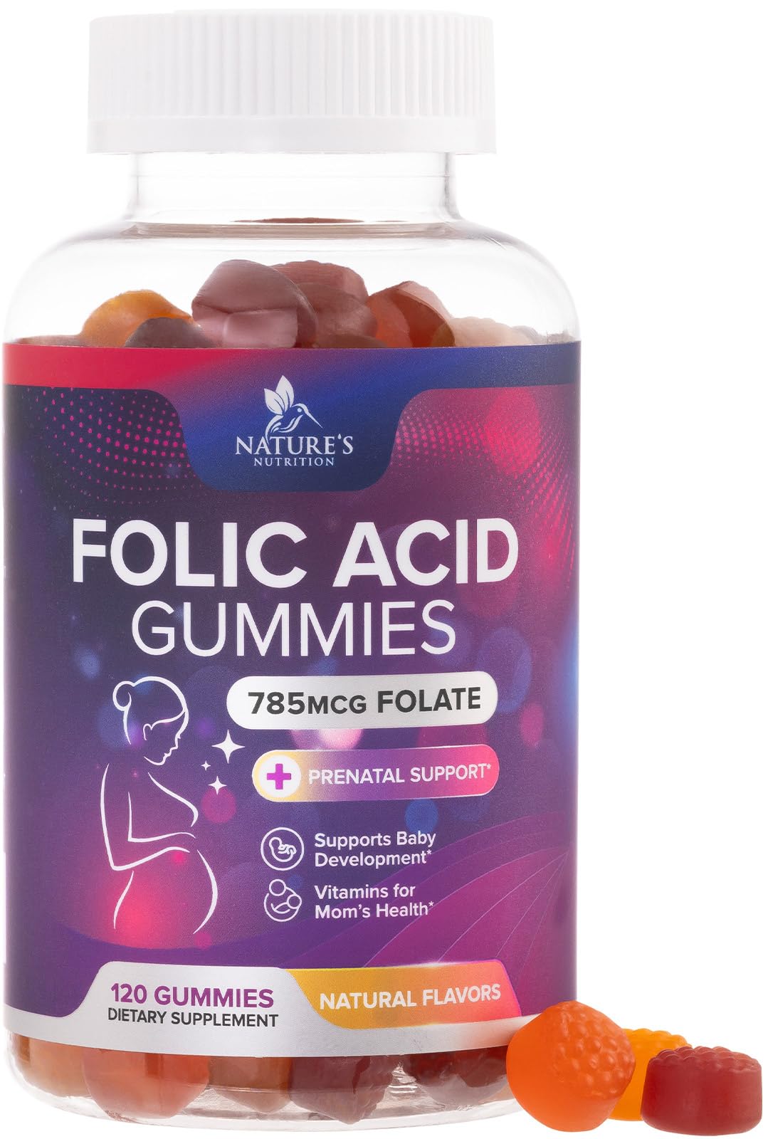 Foto 2 pulgar | Gomitas Prenatales De Ácido Fólico Nature's Nutrition 785 Mcg  120 Unidades - Venta Internacional.