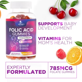 Foto 4 | Gomitas Prenatales De Ácido Fólico Nature's Nutrition 785 Mcg 120 Unidades - Venta Internacional.