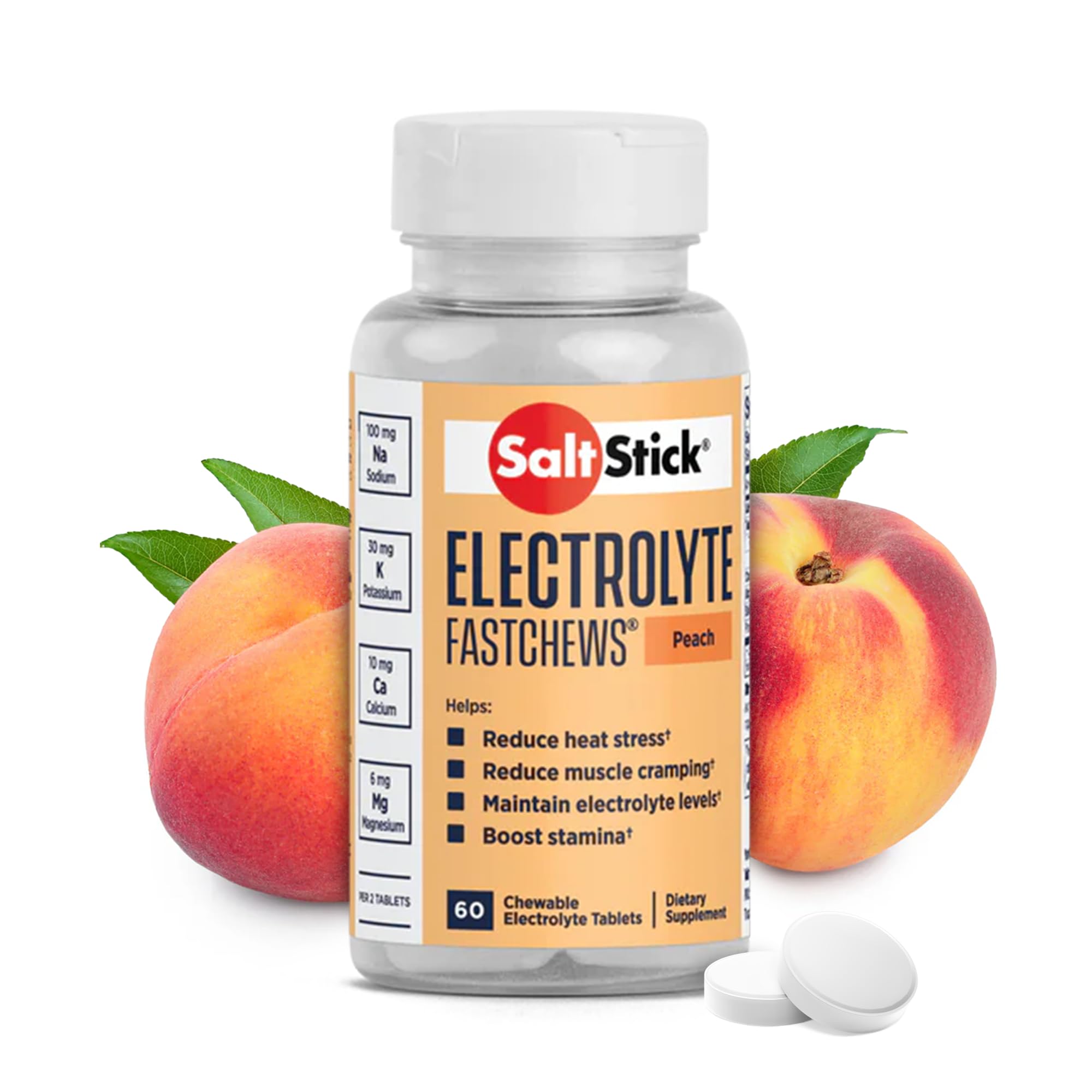 Foto 1 | Electrolyte Fastchews Saltstick 60 Tabletas Masticables De Melocotón - Venta Internacional.