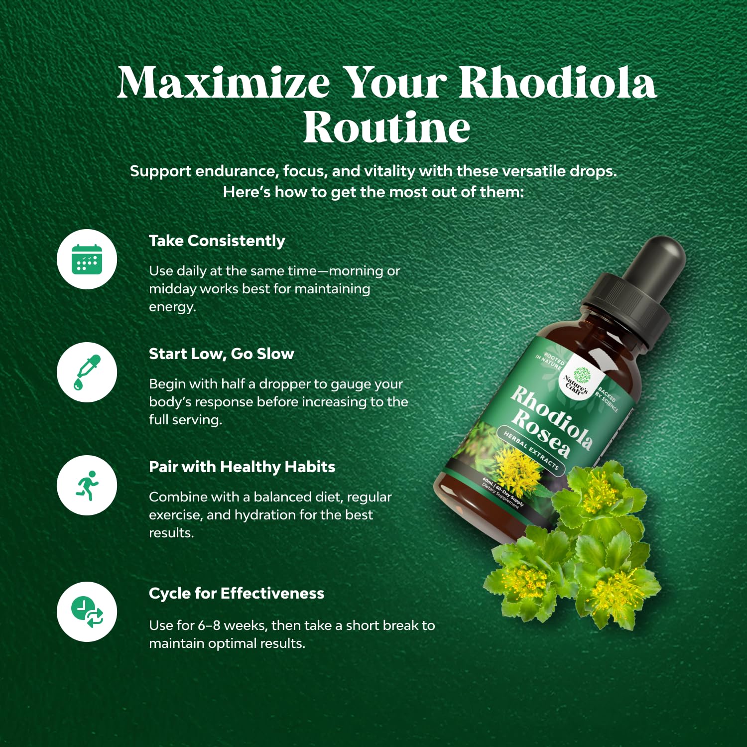 Foto 3 | Tintura De Rhodiola Rosea Natures Craft De Alta Potencia  60 Ml - Venta Internacional.