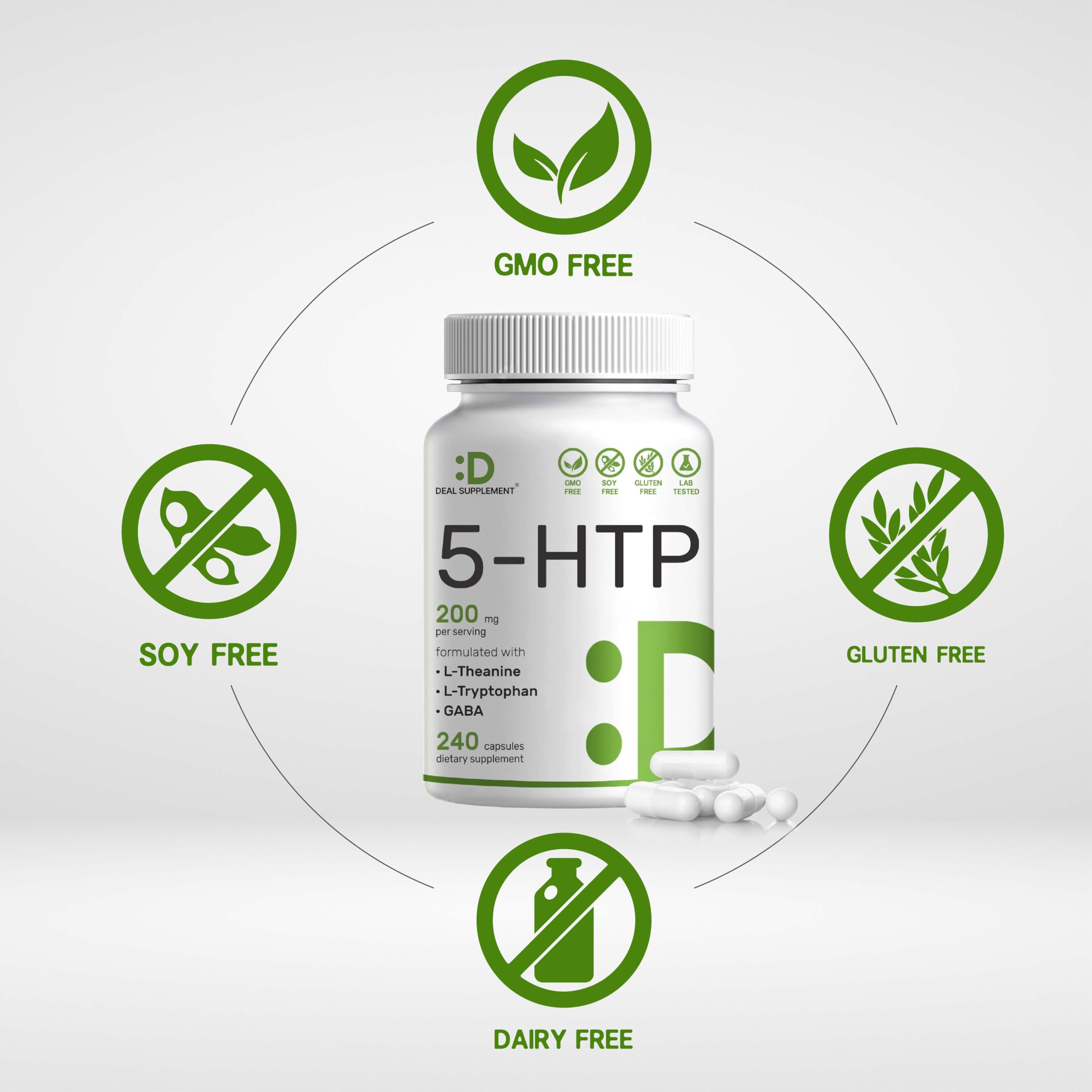 Foto 4 pulgar | Oferta De Suplementos 5-htp 200 Mg 240 Cápsulas Con L-teanina  L-tr - Venta Internacional.