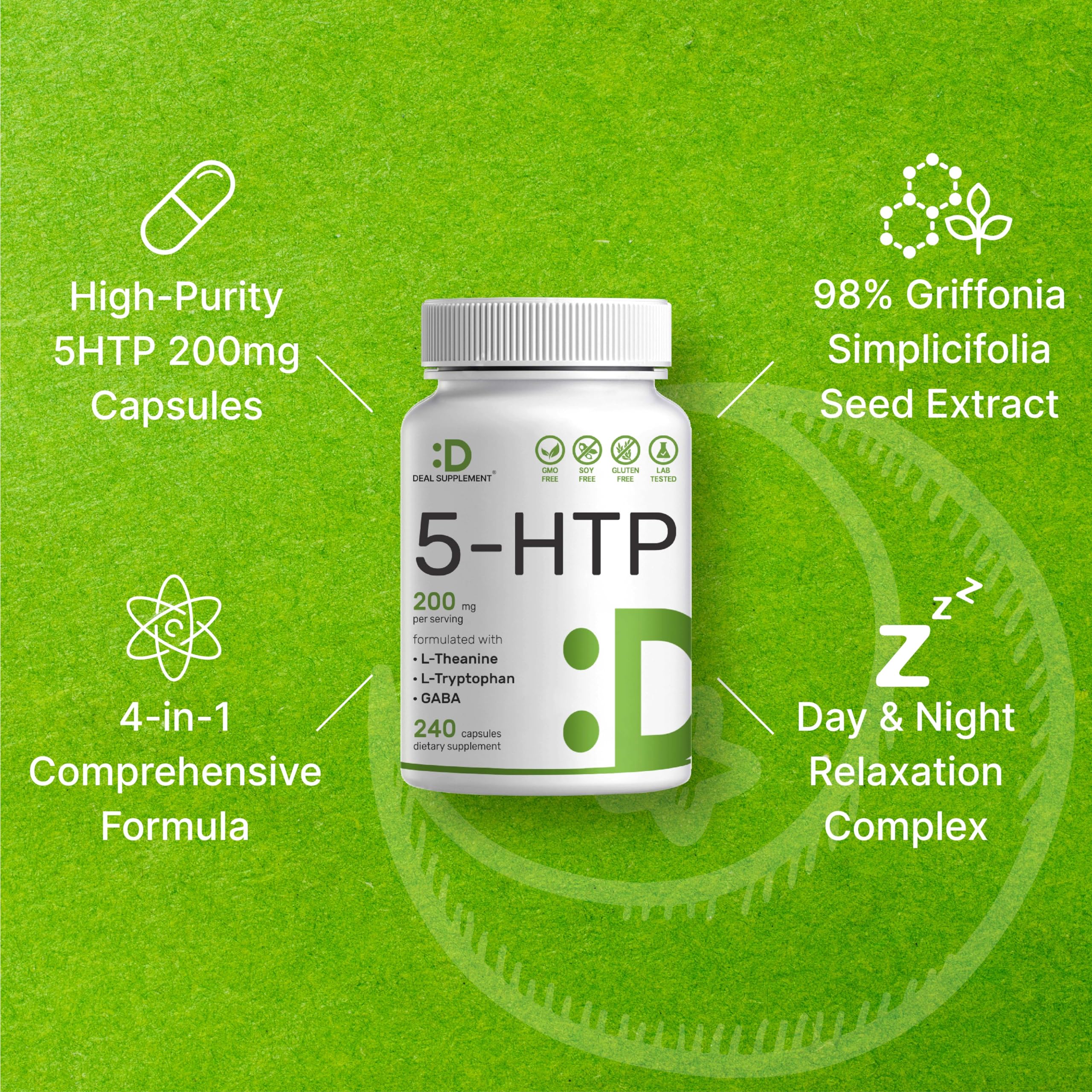 Foto 4 | Oferta De Suplementos 5-htp 200 Mg 240 Cápsulas Con L-teanina  L-tr - Venta Internacional.