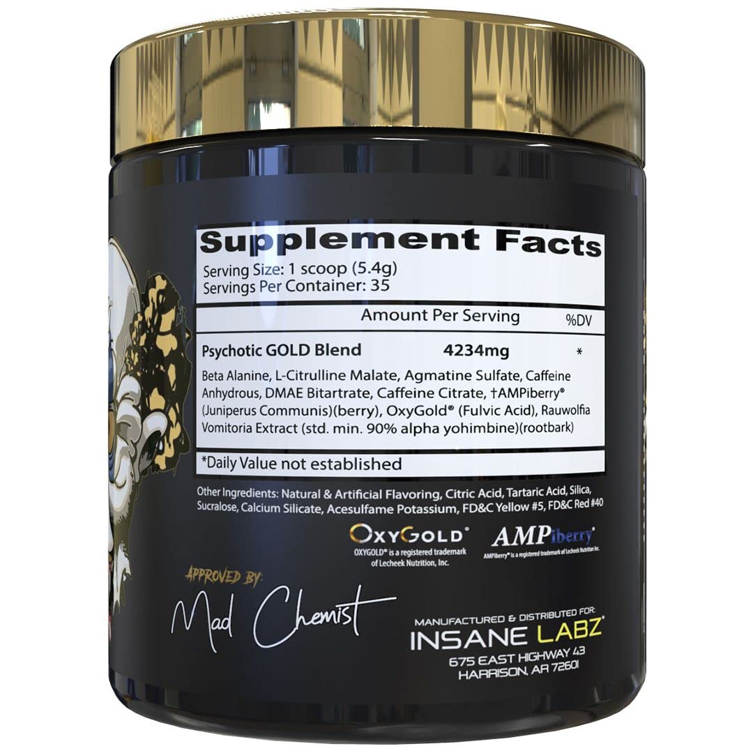 Foto 3 pulgar | Polvo Para Antes Del Entrenamiento Insane Labz Psychotic Gold  35 Porciones - Venta Internacional.