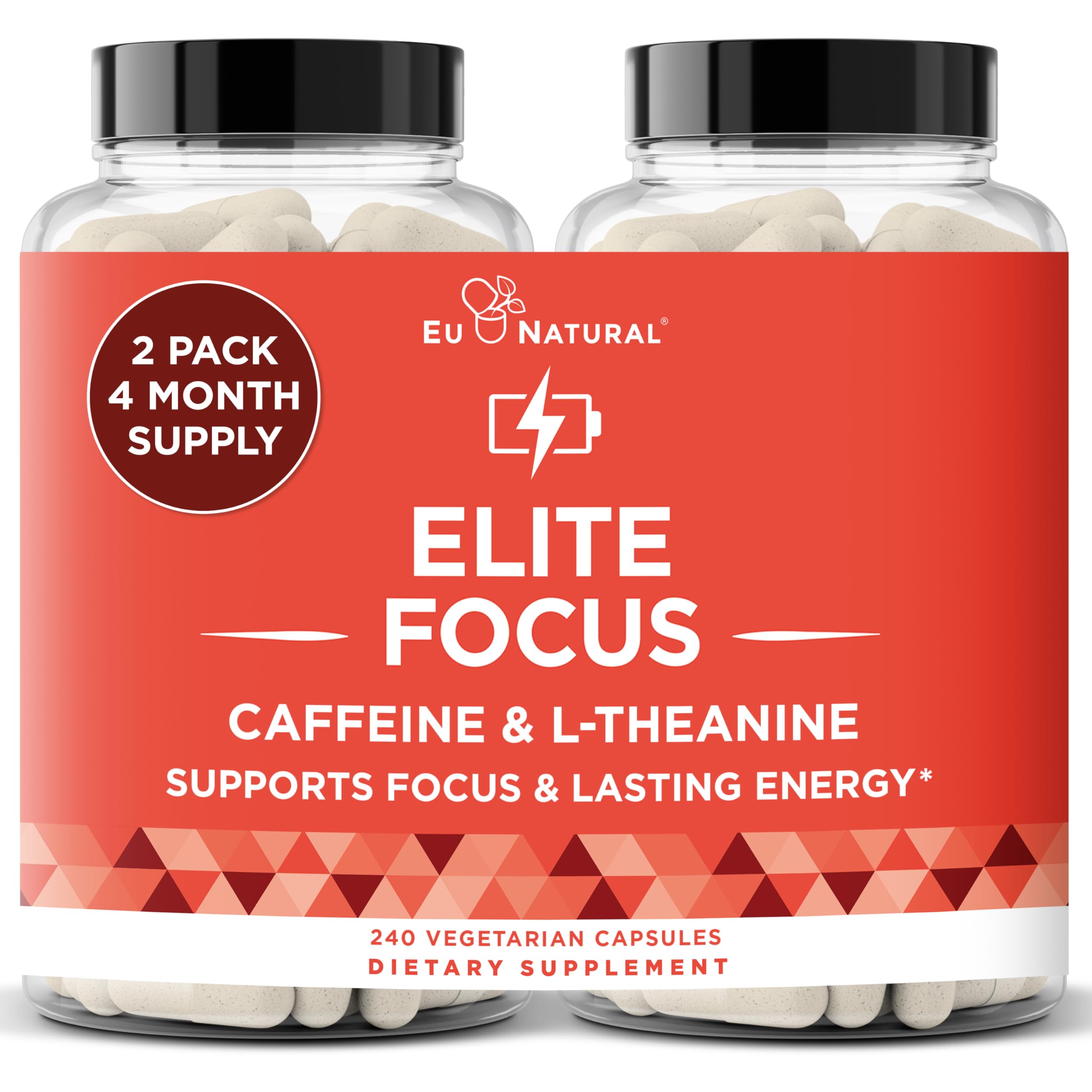 Foto 1 | Píldoras De Cafeína Elite Con L-teanina 240 Cápsulas Blandas - Venta Internacional.