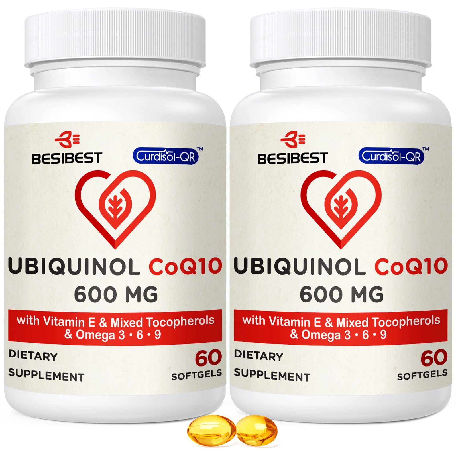 Foto 2 pulgar | Suplemento Besibest Ubiquinol Coq10 600 Mg Con Vitamina E Y Omega - Venta Internacional.