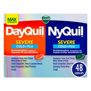 Foto 1 | Medicamentos Para El Resfriado Y La Gripe Vicks Dayquil Y Nyquil Severe 48 Liquicaps - Venta Internacional.
