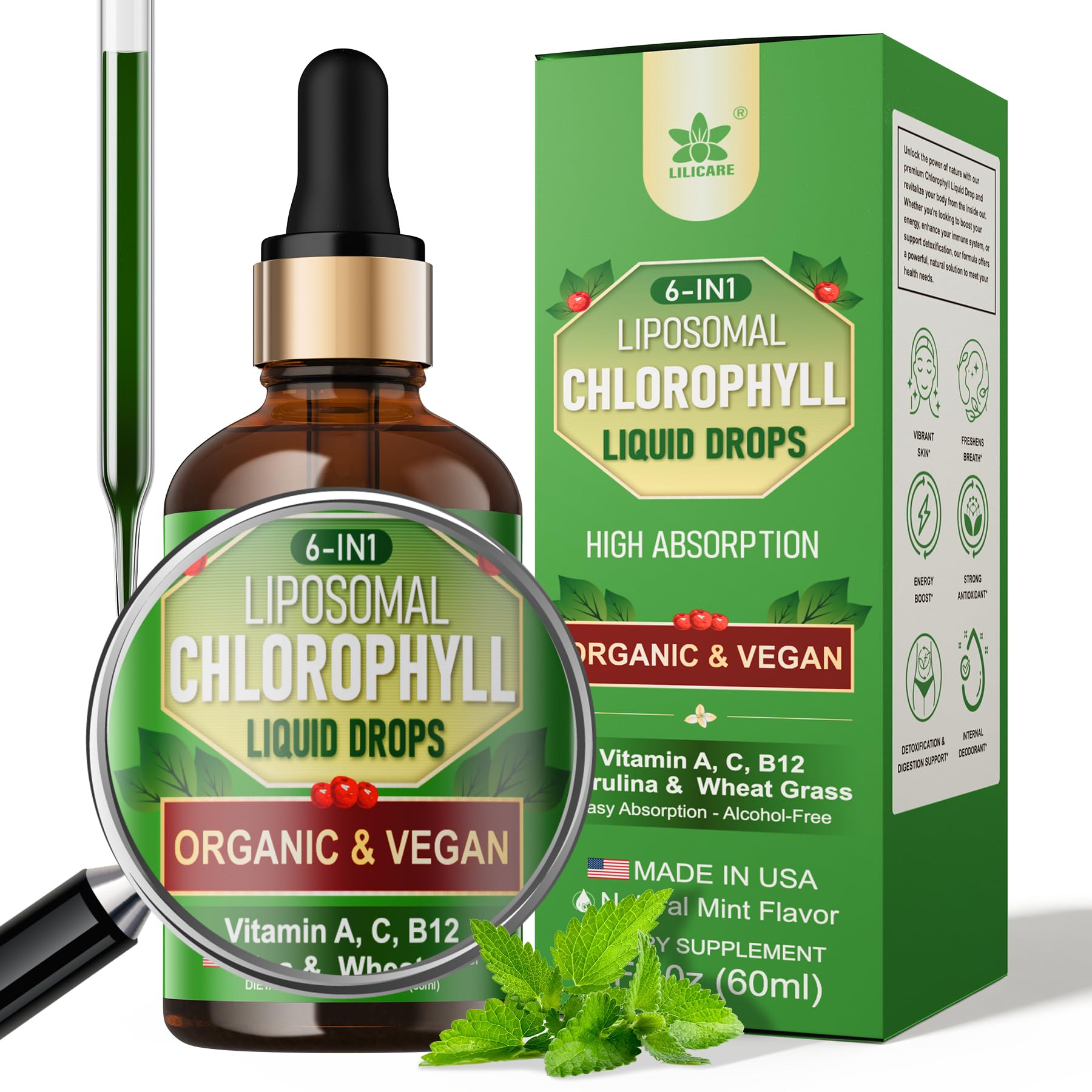 Foto 1 | Suplemento Líquido De Clorofila Orgánica Lilicare  60 Ml  Liposomal - Venta Internacional.