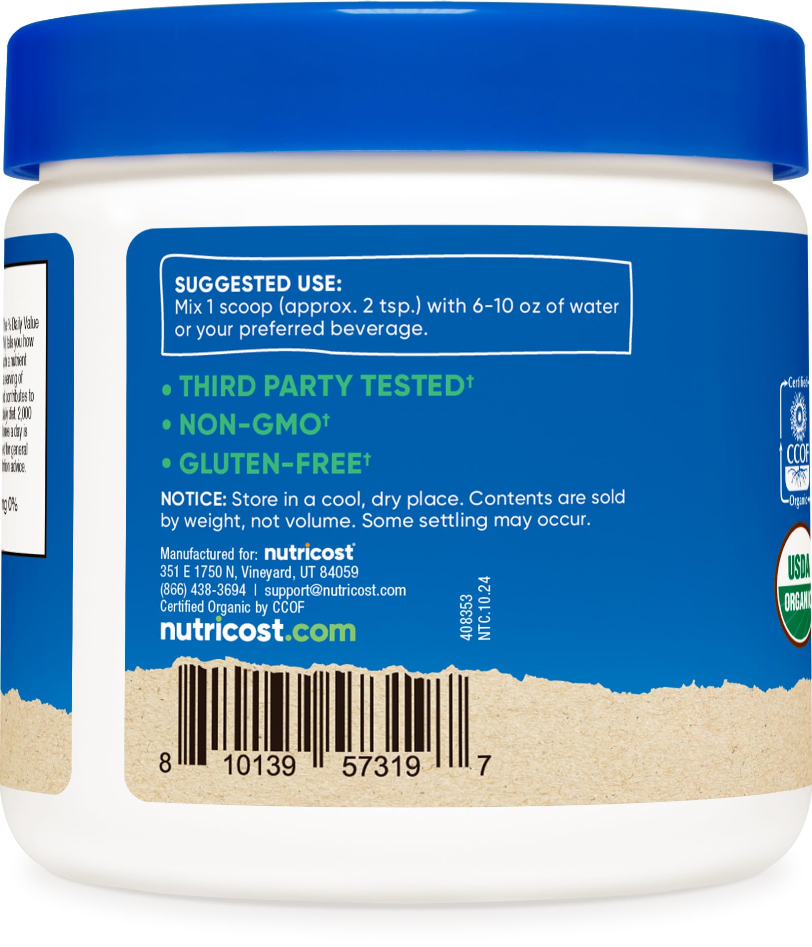 Foto 4 | Suplemento Nutricost De Arándano Orgánico En Polvo  240 Ml  5 G/porción - Venta Internacional.