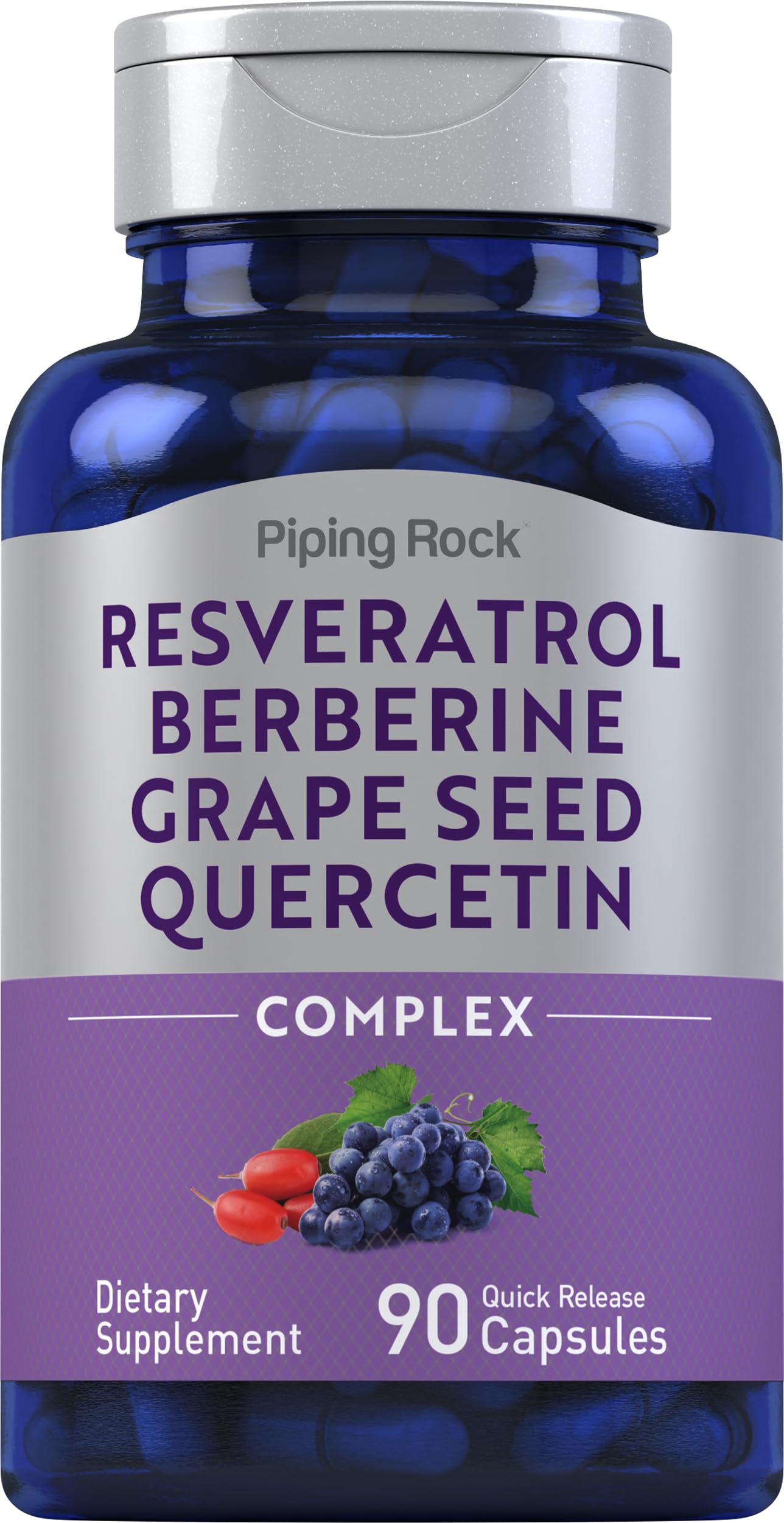 Foto 2 pulgar | Suplemento Piping Rock Resveratrol Berberine 90 Cápsulas - Venta Internacional.