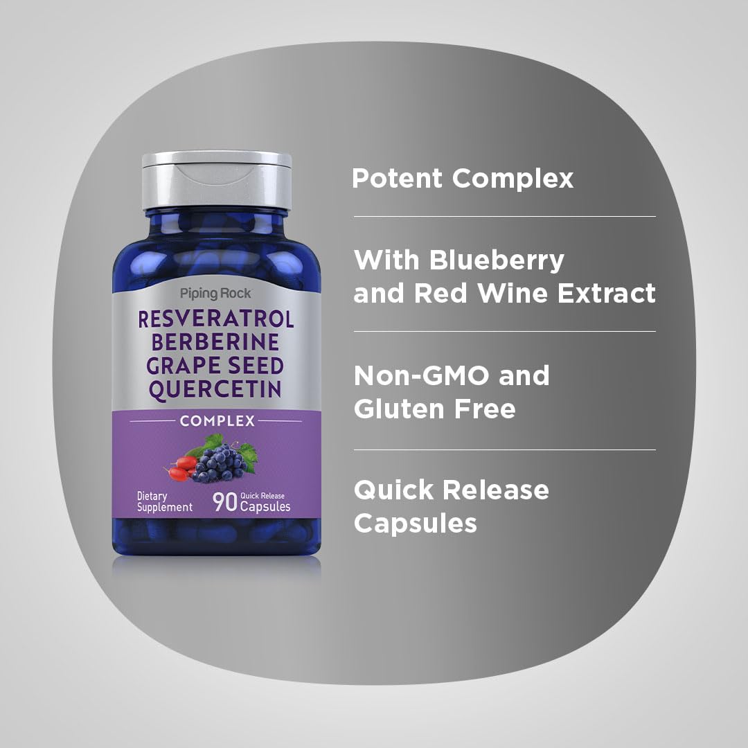 Foto 4 | Suplemento Piping Rock Resveratrol Berberine 90 Cápsulas - Venta Internacional.