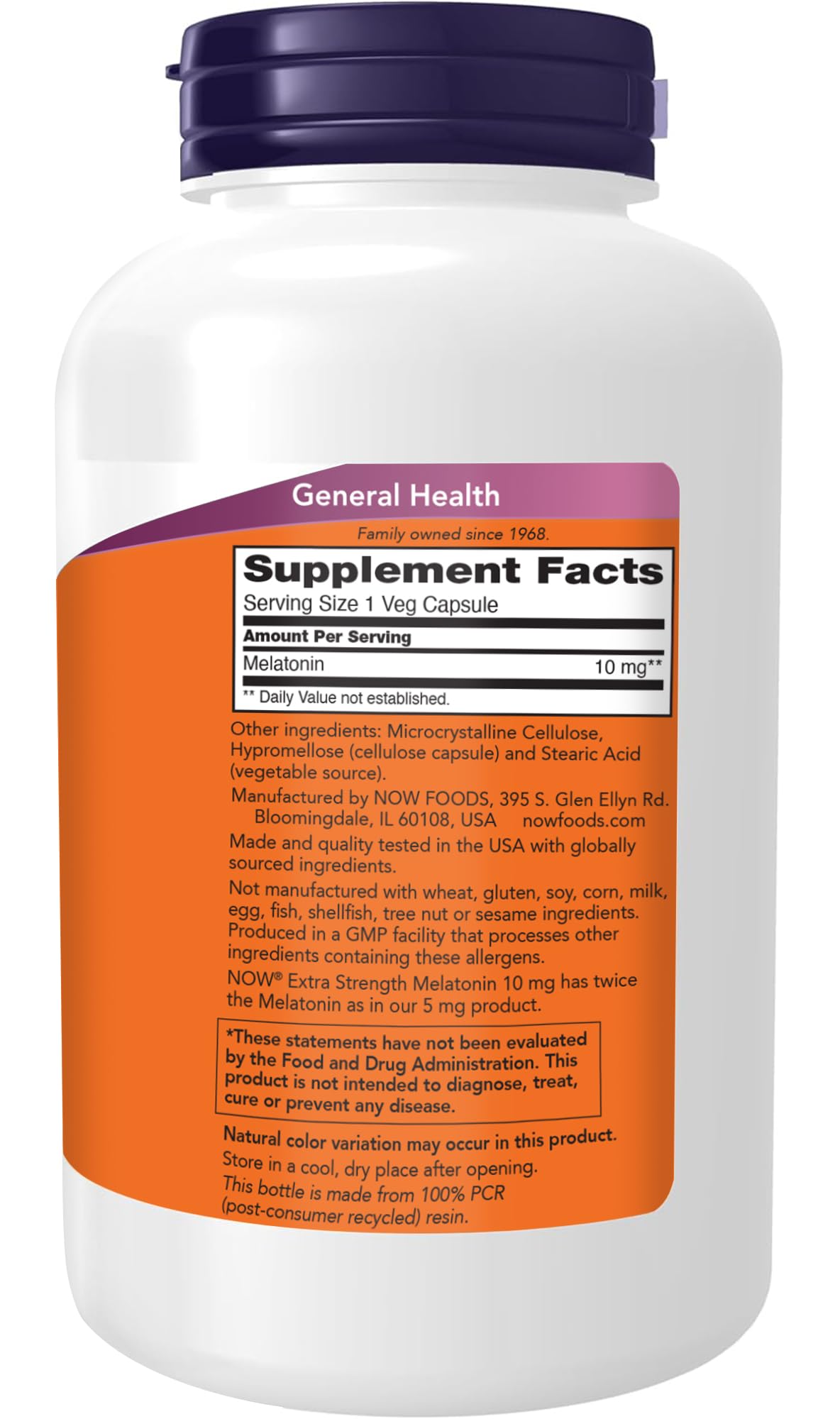 Foto 2 | Suplements Now Foods Melatonina Extra Strength 10 Mg 200 Cápsulas - Venta Internacional.