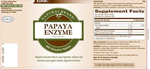 Foto 4 pulgar | Suplemento Gnc Natural Brand Papaya Enzyme 240 Tabletas - Venta Internacional.