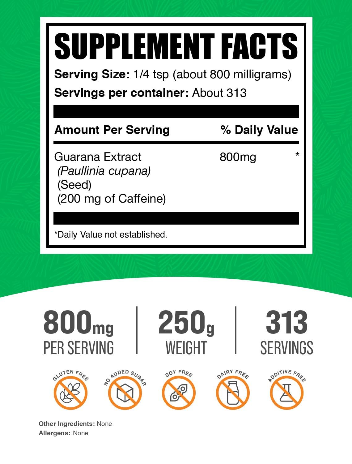 Foto 3 pulgar | Suplemento Bulksupplements.com Extracto De Guaraná En Polvo 250 G - Venta Internacional.