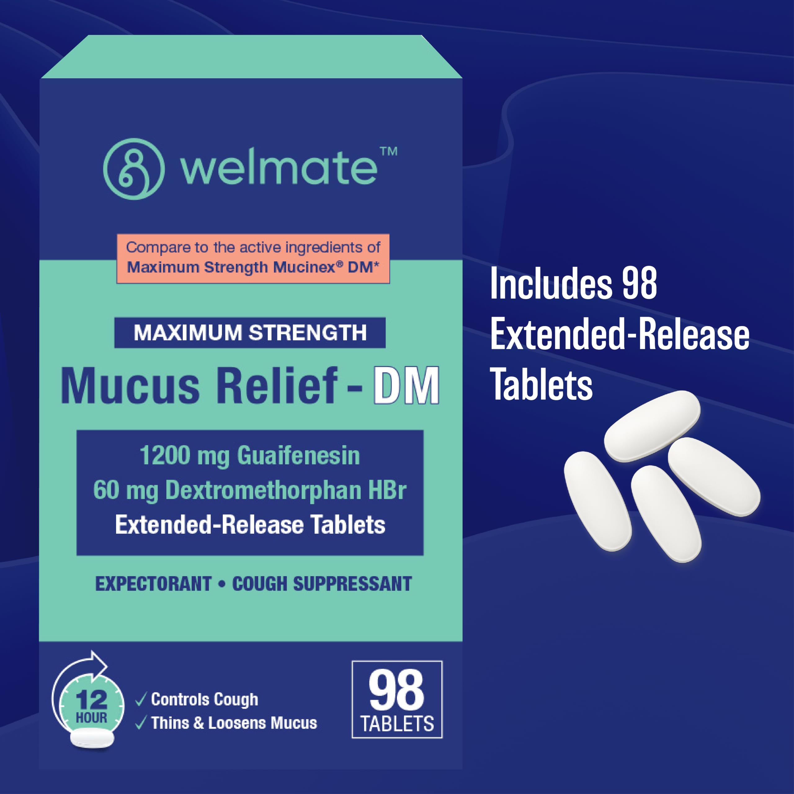 Foto 5 pulgar | Tabletas Welmate Maximum Strength Mucus Relief Dm 1200 Mg - Venta Internacional.