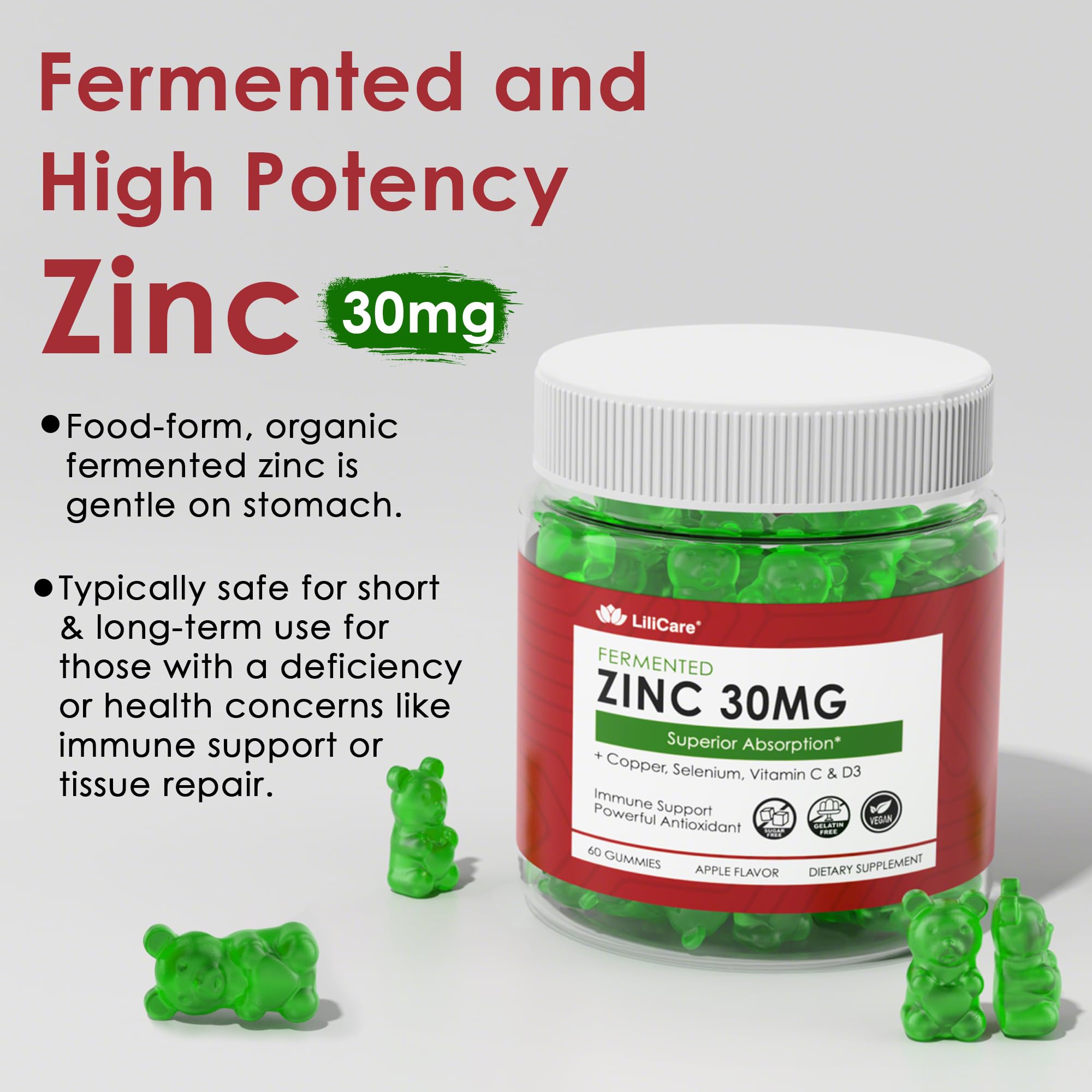 Foto 4 pulgar | Complementa Las Gomitas De Zinc Lilicare De 30 Mg Con Cobre  Selenio  Vitamina C Y D3 - Venta Internacional.