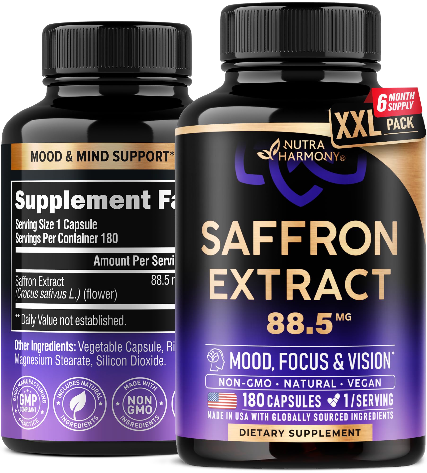 Foto 1 | Suplemento Nutraharmony Extracto De Azafrán 88 5 Mg 180 Cápsulas - Venta Internacional.