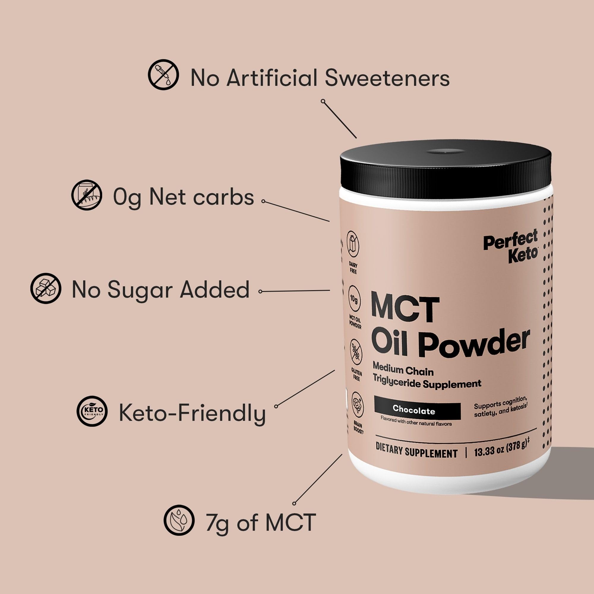 Foto 5 | Aceite Mct En Polvo Perfect Keto  7 G  Triglicéridos De Cadena Media - Venta Internacional.
