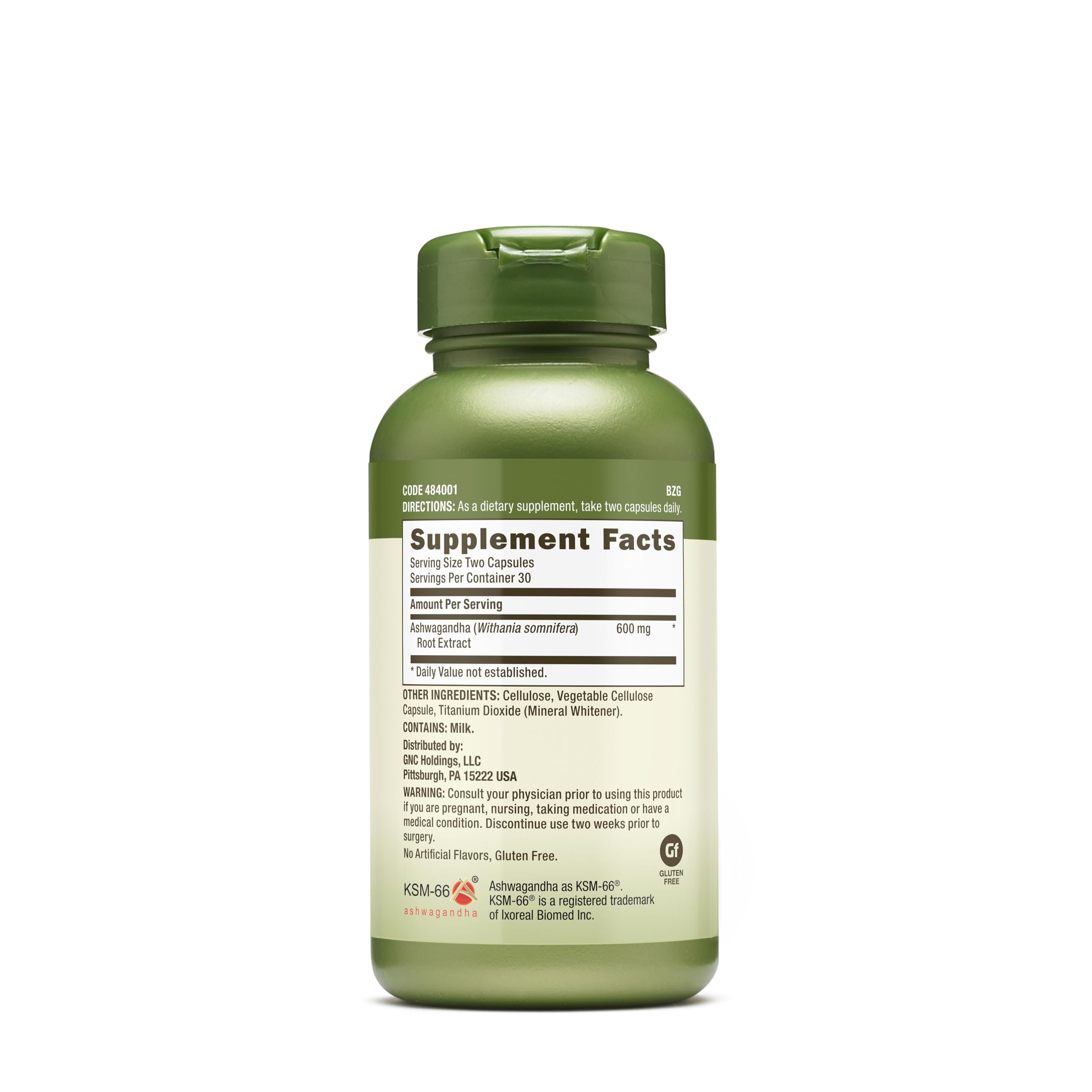 Foto 2 | Suplemento Gnc Herbal Plus Ashwagandha De 600 Mg De Concentración Clínica - Venta Internacional.