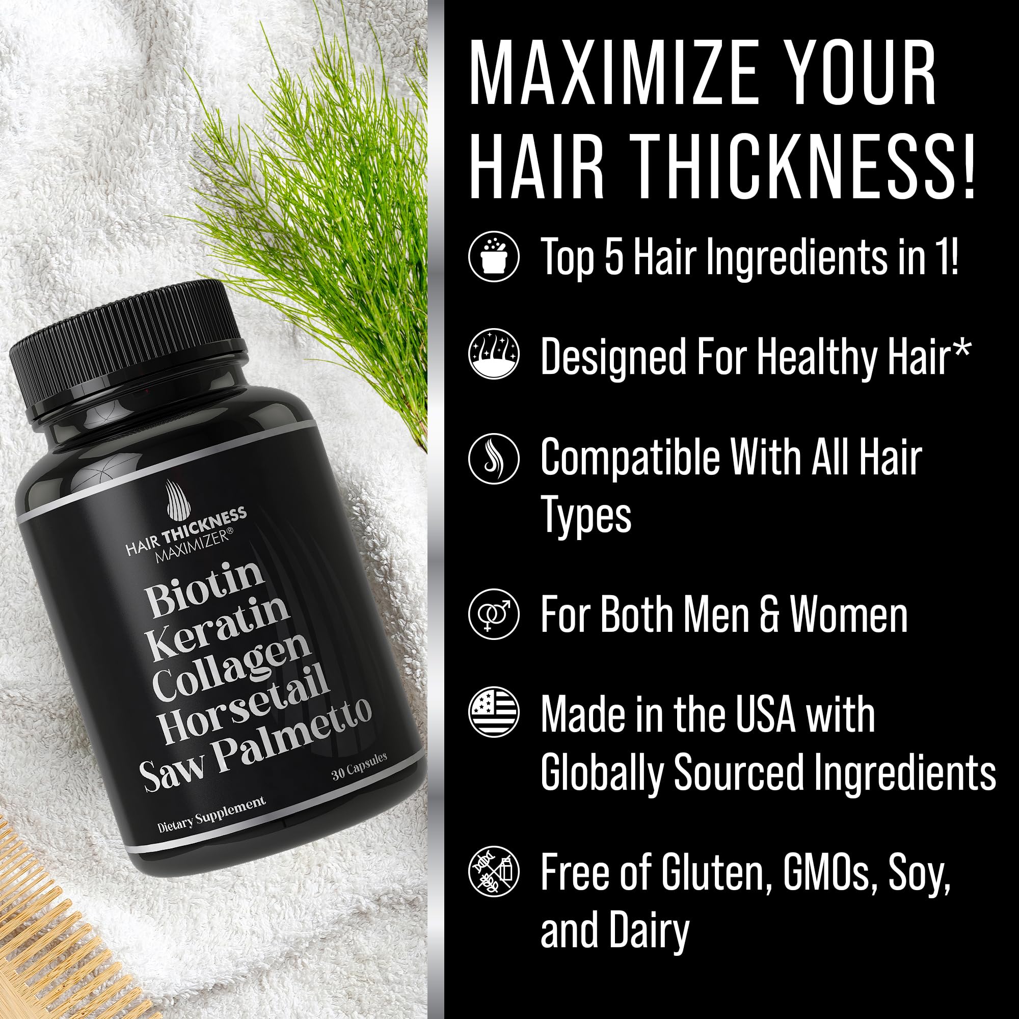 Foto 2 | Suplemento Para El Crecimiento Del Cabello  Maximizador Del Grosor Del Cabello 5 En 1 - Venta Internacional.