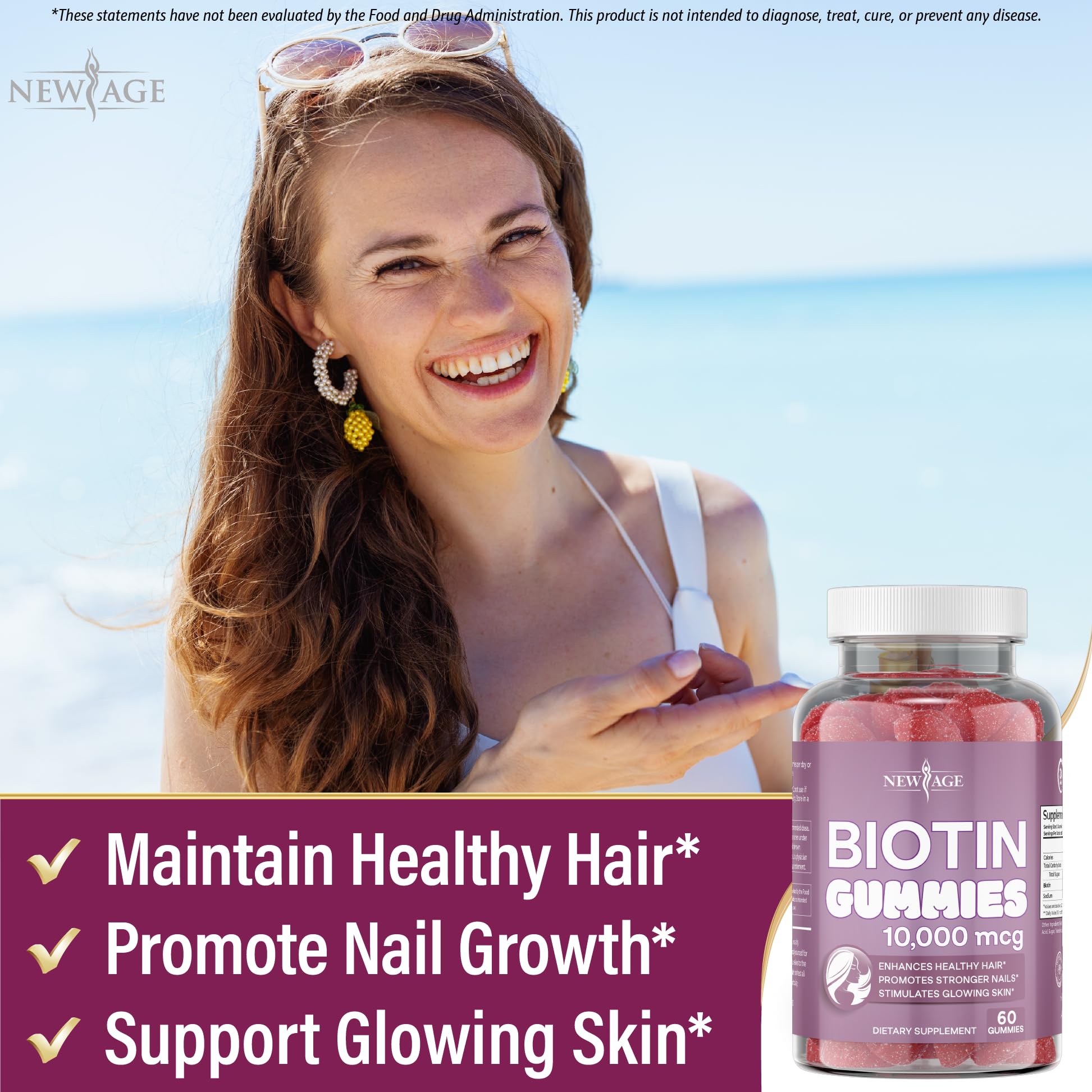 Foto 4 pulgar | Gomitas De Biotina New Age Para Cabello  Piel Y Uñas  10 000 Mcg  120 Unidades - Venta Internacional.