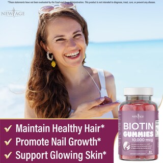 Foto 3 | Gomitas De Biotina New Age Para Cabello Piel Y Uñas 10 000 Mcg 120 Unidades - Venta Internacional.