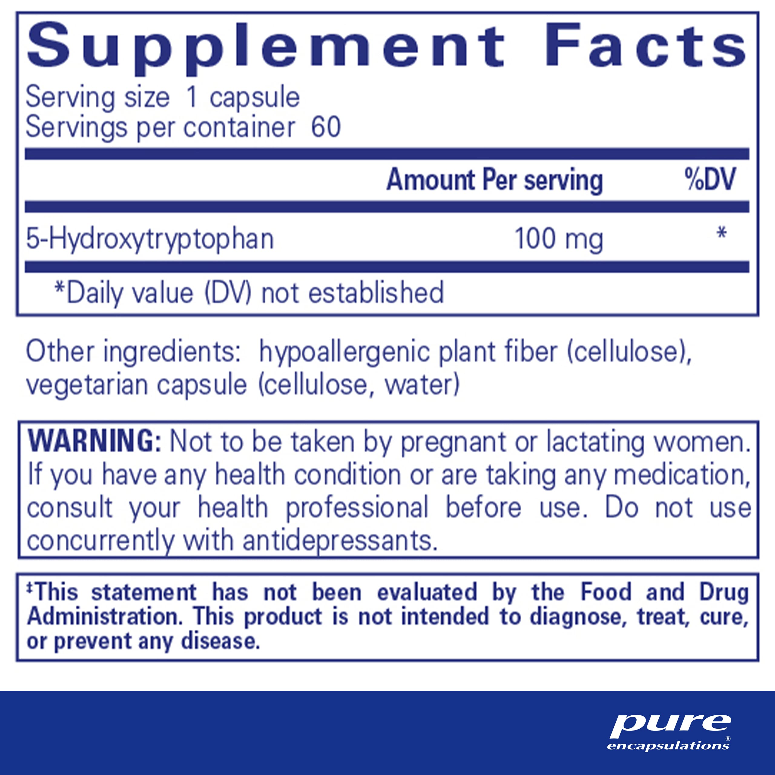 Foto 2 | Suplemento Pure Encapsulations 5-htp 100 Mg Brain Health - Venta Internacional.