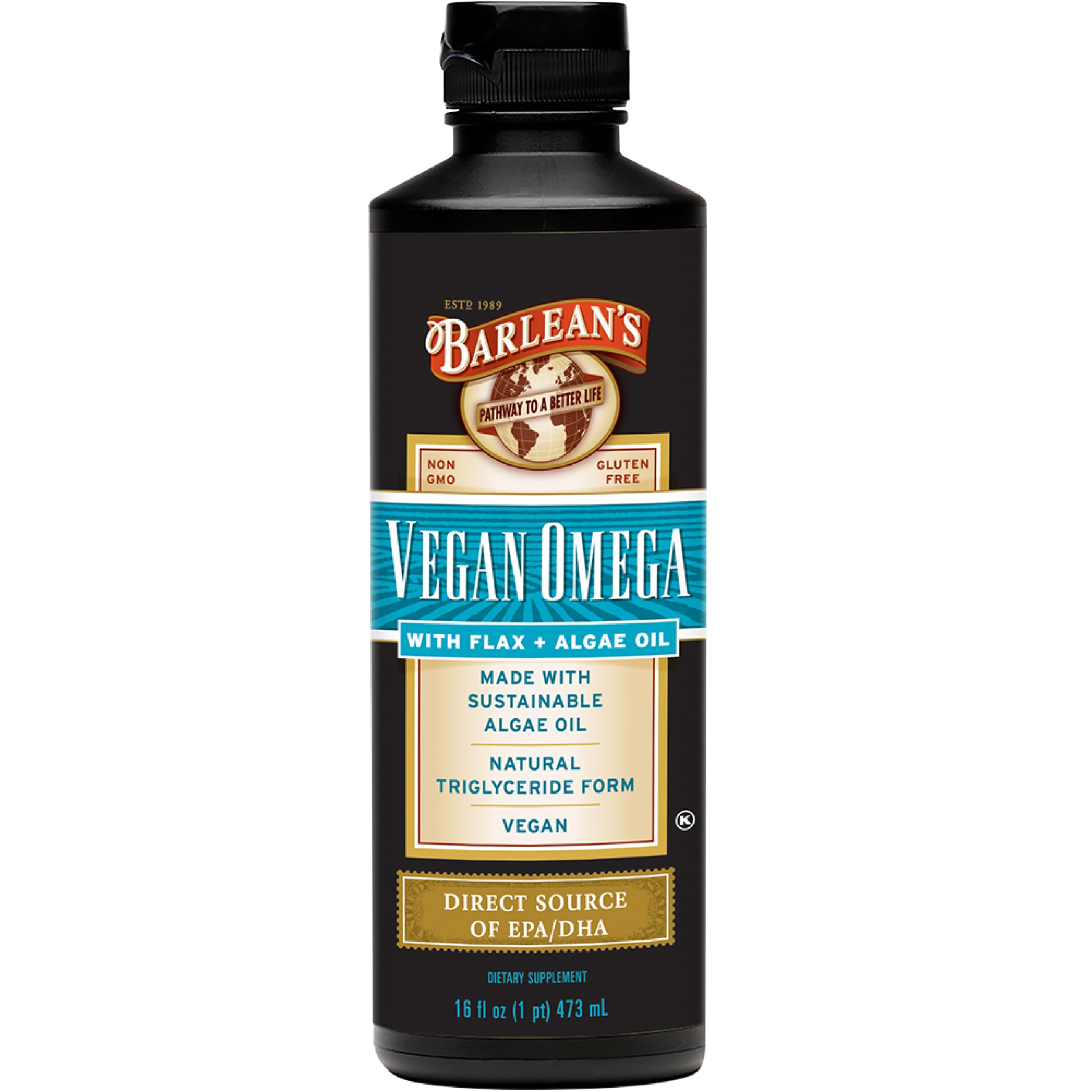 Foto 2 pulgar | Suplemento De Aceite Líquido De Lino Y Algas Vegan Omega De Barlean  480 Ml - Venta Internacional.