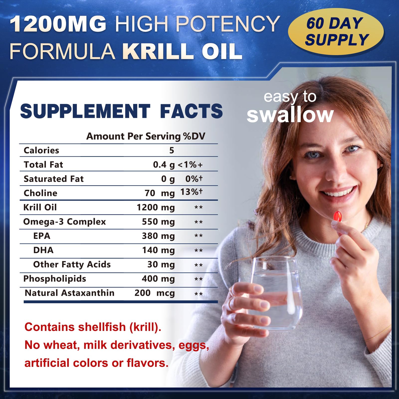 Foto 2 | Suplemento De Aceite De Krill Zebora 1200 Mg De Omega 3 Con Astaxantina - Venta Internacional.