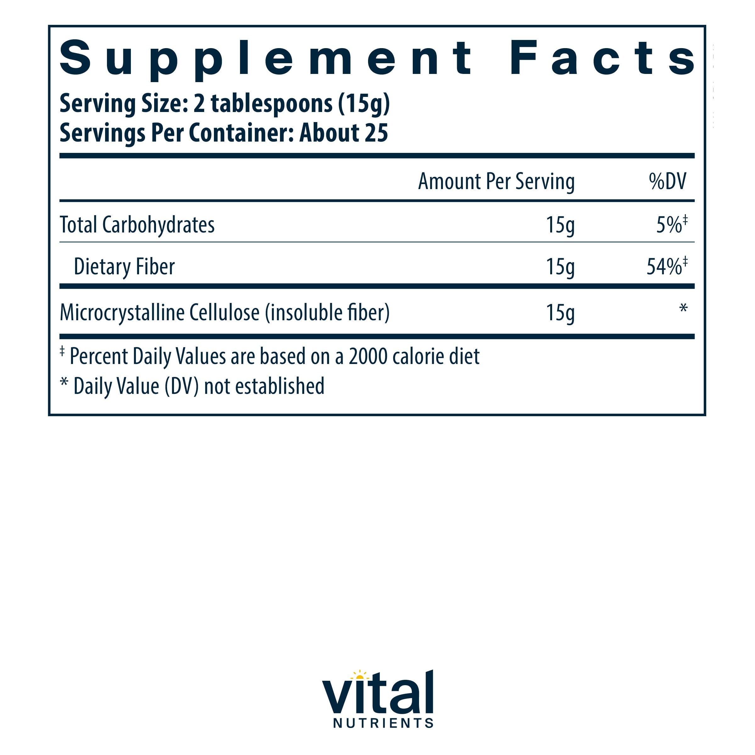 Foto 3 pulgar | Suplemento De Fibra Vital Nutrients Celulosa 375 G En Polvo - Venta Internacional.