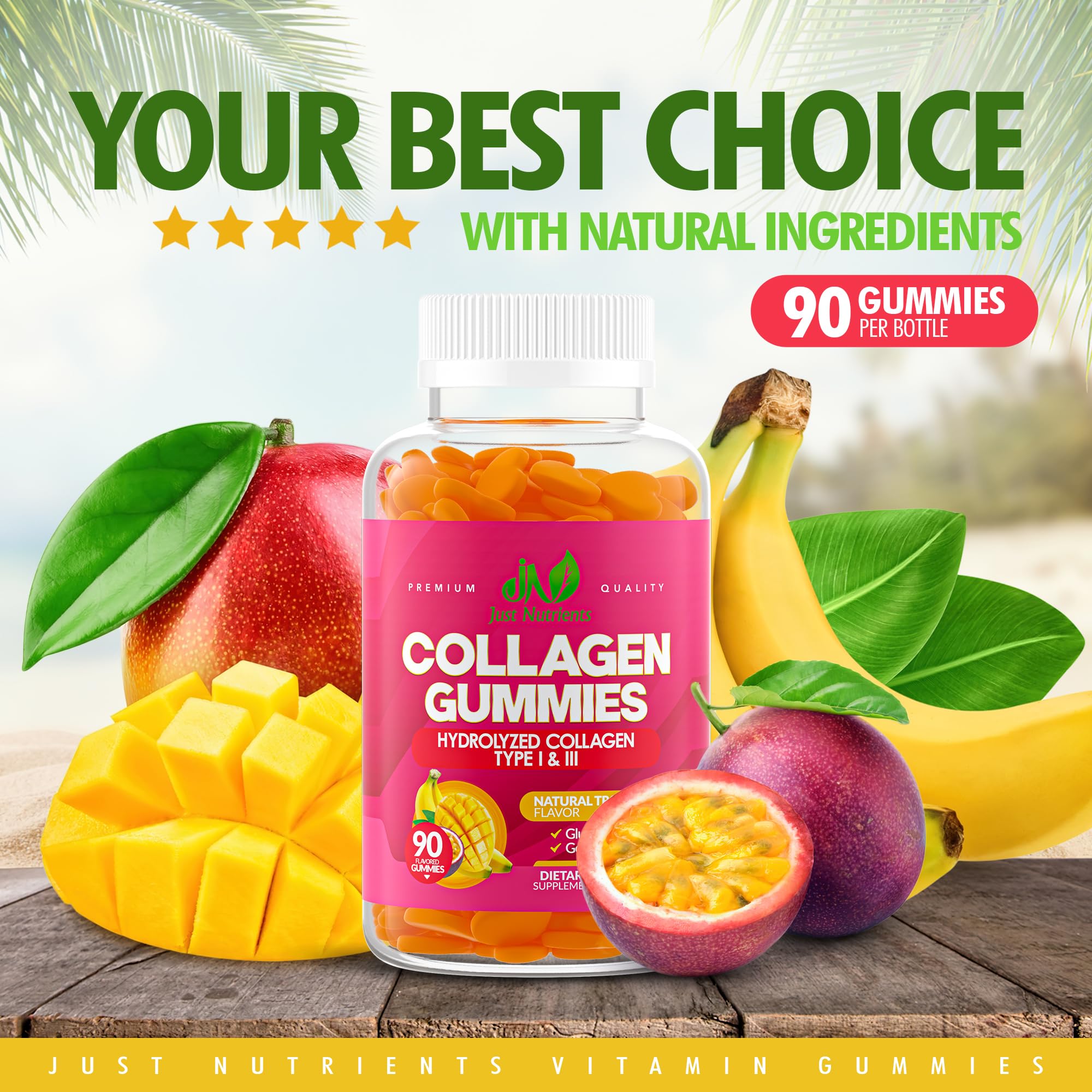 Foto 4 | Gomitas De Colágeno Just Nutrients Hidrolizadas Tipo I Y Iii 90 - Venta Internacional.