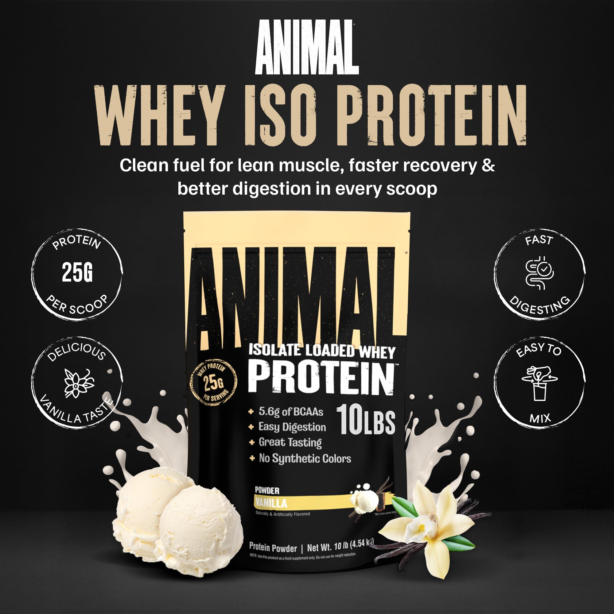 Foto 3 pulgar | Proteína En Polvo De Suero Animal Aislada De Vainilla  4 54 Kg Con Enzimas - Venta Internacional.
