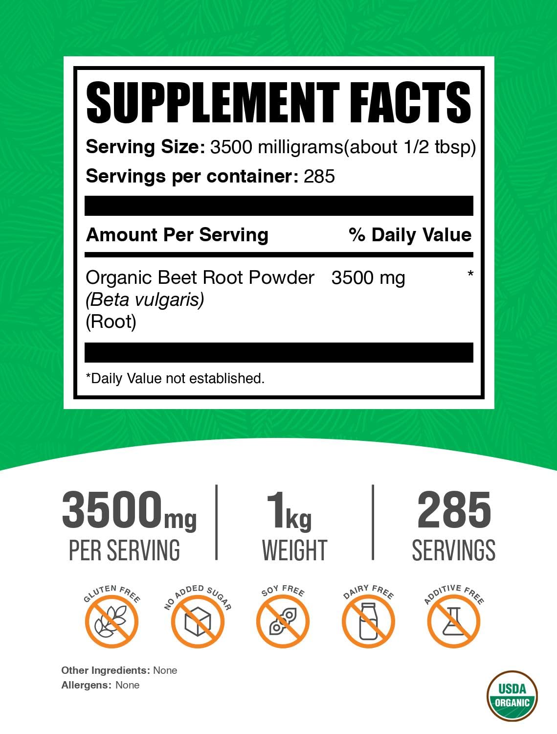Foto 2 | Suplemento Bulksupplements.com En Polvo De Raíz De Remolacha Orgánica  1 Kg - Venta Internacional.