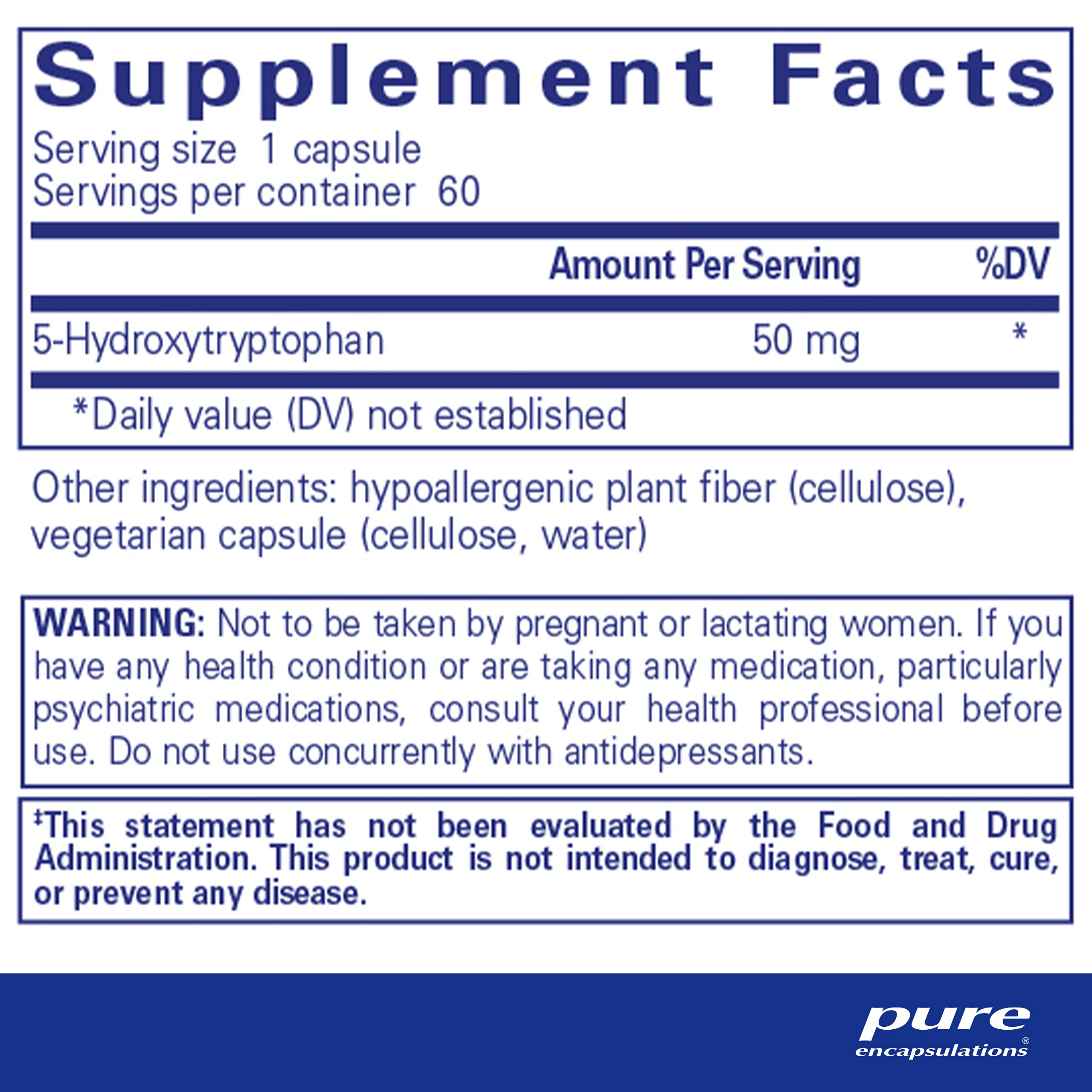 Foto 3 pulgar | Suplemento Pure Encapsulations 5-htp 50 Mg 60 Cápsulas - Venta Internacional.