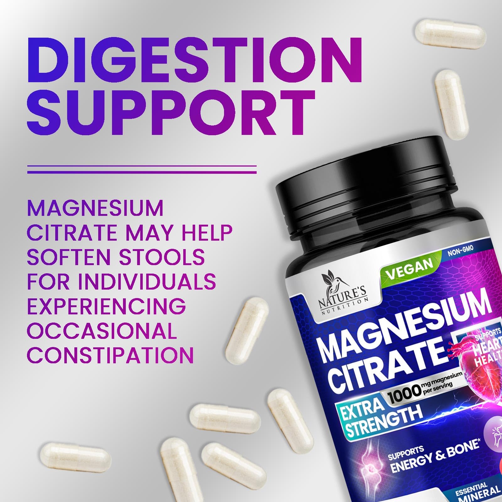 Foto 6 pulgar | Suplemento De Citrato De Magnesio Nature's Nutrition 1000 Mg 120 Cápsulas - Venta Internacional.
