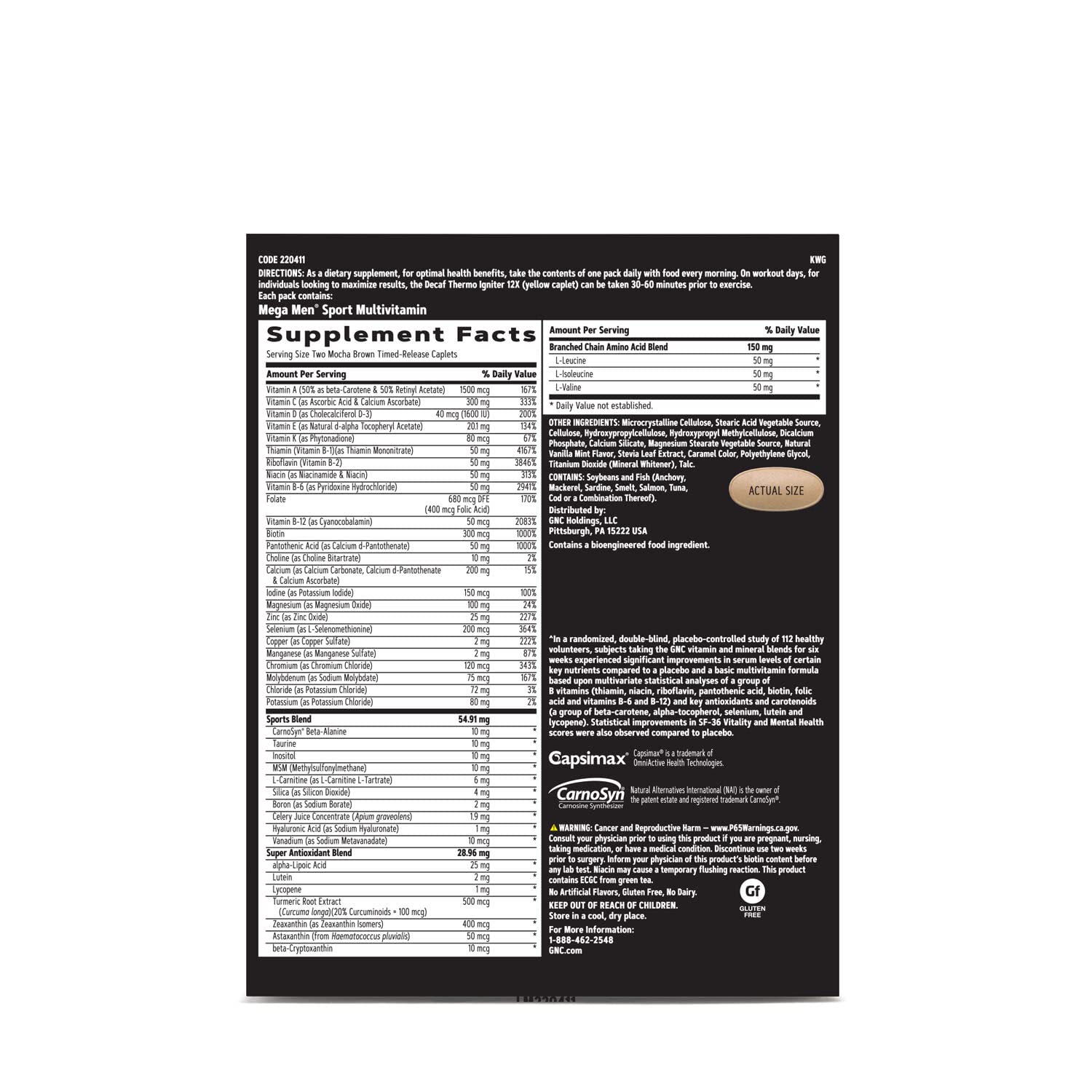 Foto 6 pulgar | Suplemento Multivitamínico Gnc Men's Ripped Clínicamente Estudiado - Venta Internacional.