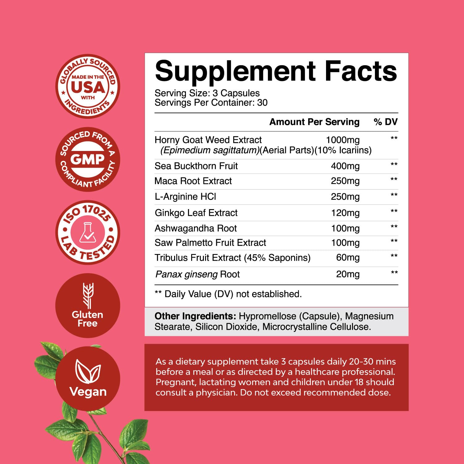 Foto 3 pulgar | Suplemento Natures Craft Horny Goat Weed Para Mujer  90 Cápsulas - Venta Internacional.