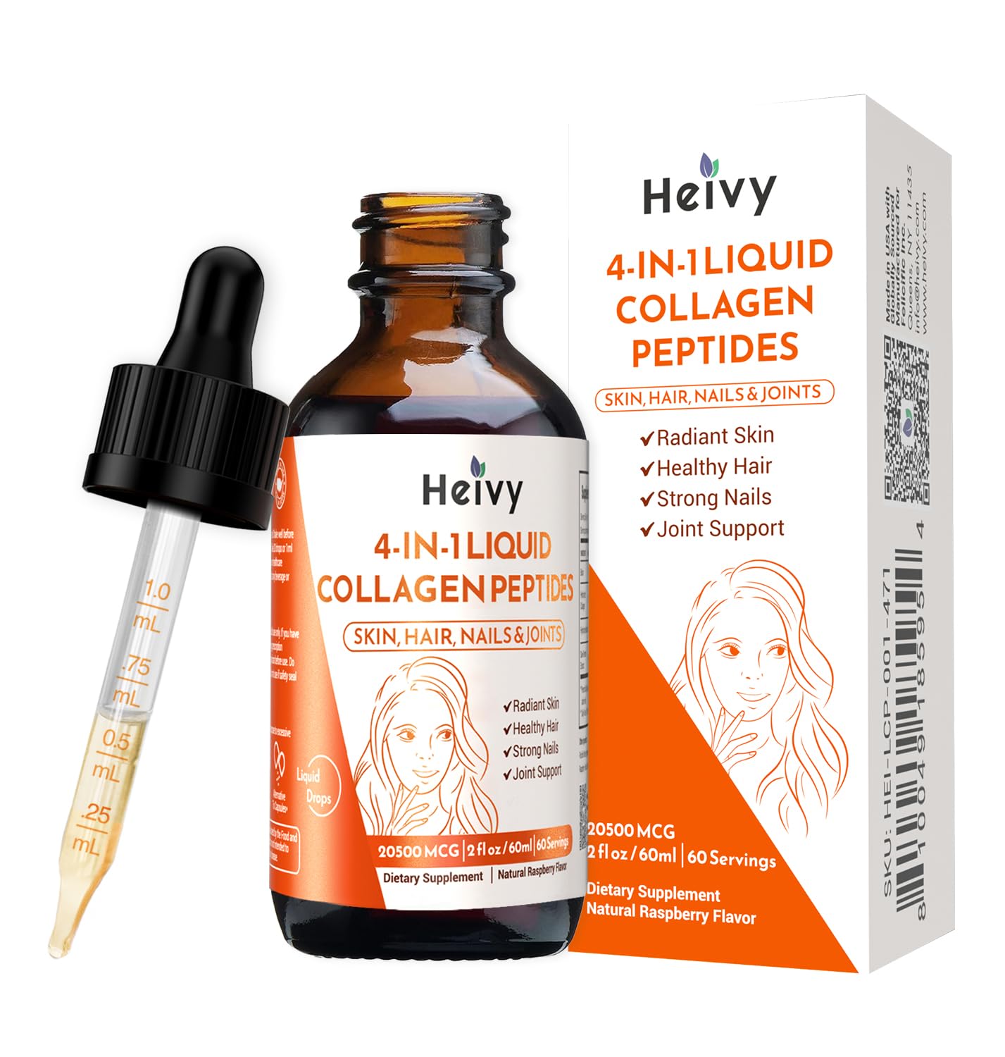 Foto 1 | Suplemento De Colágeno Líquido Heivy Para Mujeres De 60 Ml Con Biotina - Venta Internacional.