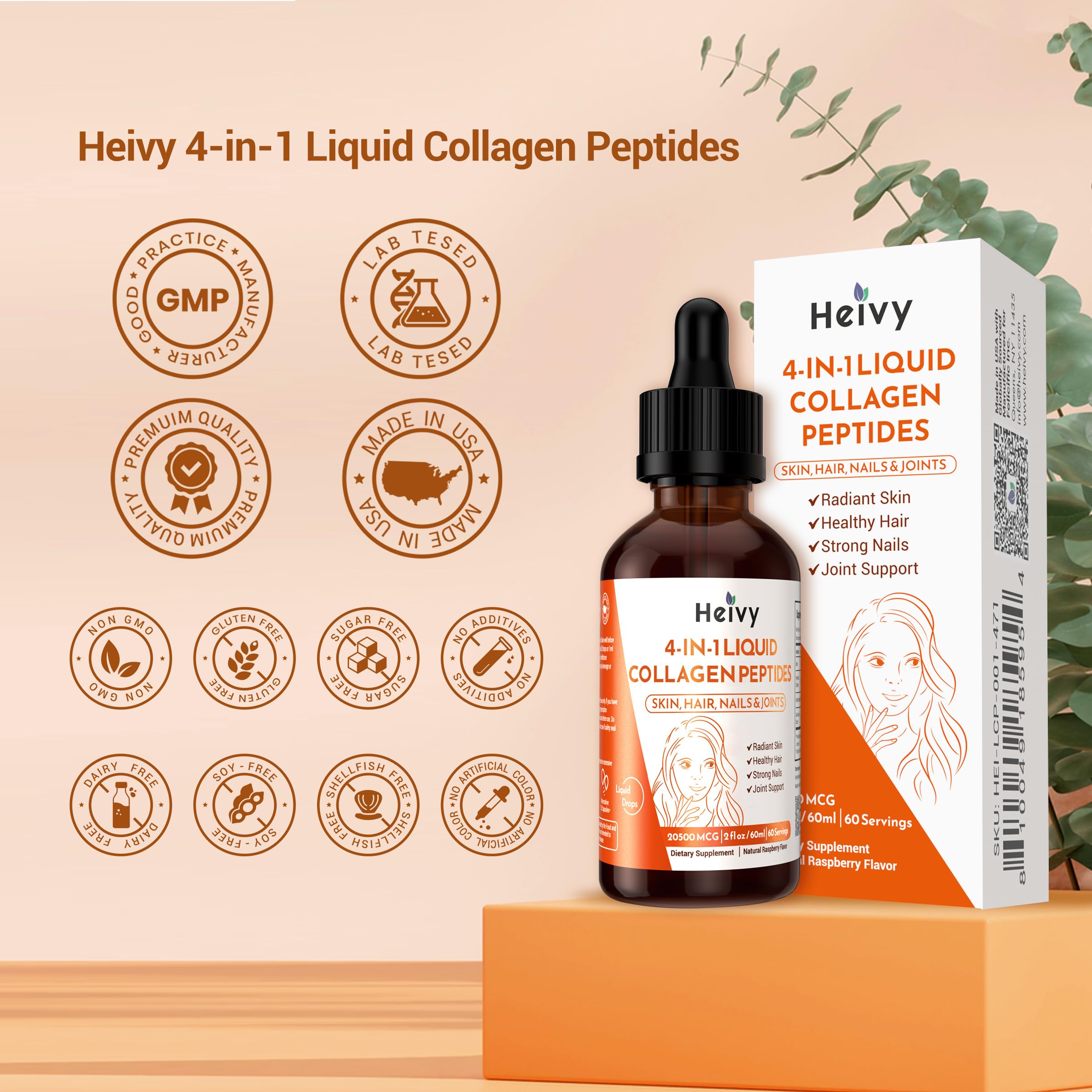 Foto 6 pulgar | Suplemento De Colágeno Líquido Heivy Para Mujeres De 60 Ml Con Biotina - Venta Internacional.