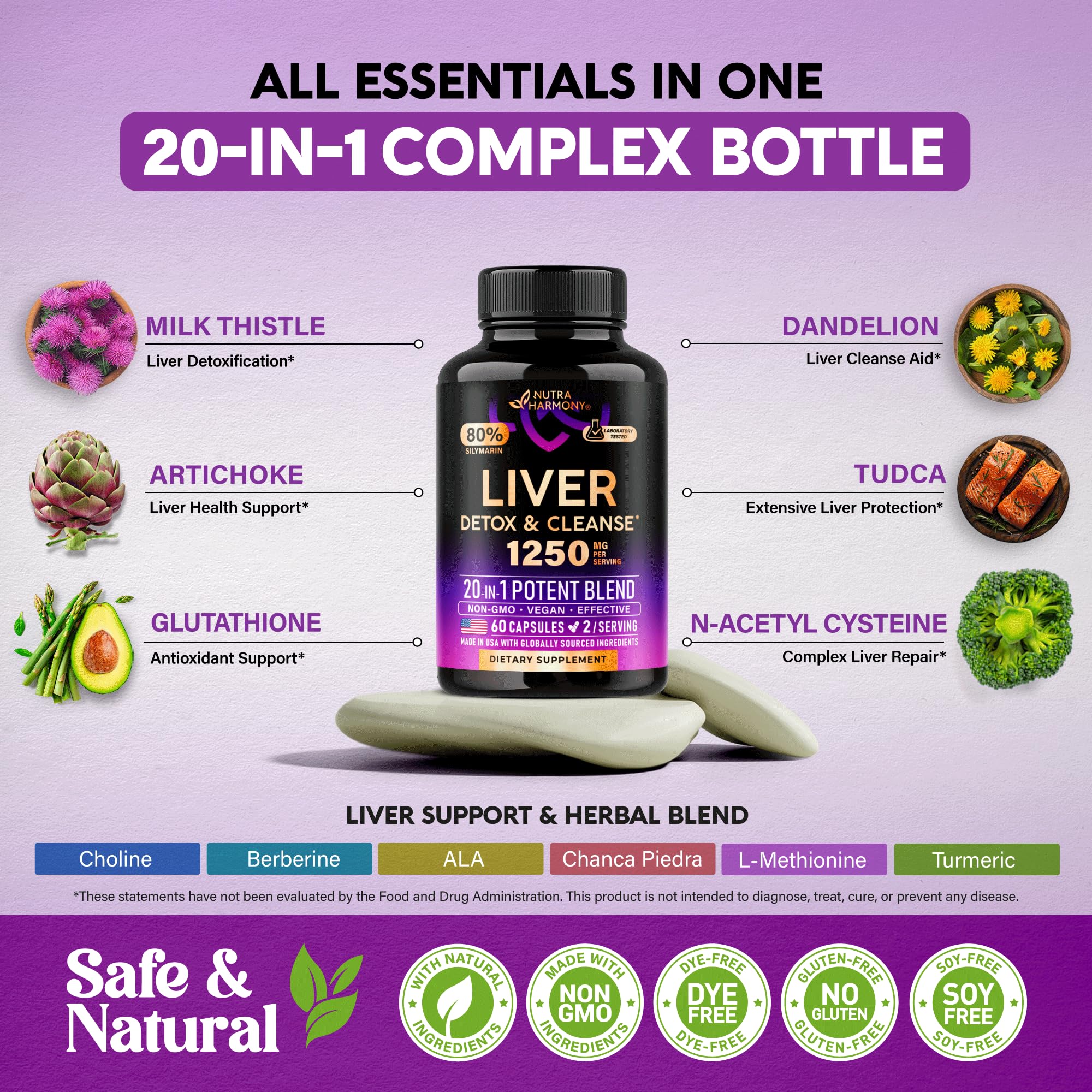Foto 5 pulgar | Suplemento Para La Limpieza Del Hígado Nutraharmony Milk Thistle 60 Cápsulas - Venta Internacional.