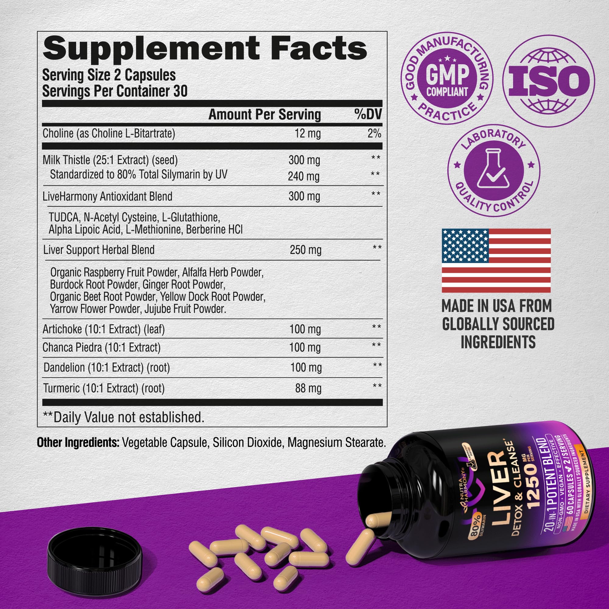 Foto 7 pulgar | Suplemento Para La Limpieza Del Hígado Nutraharmony Milk Thistle 60 Cápsulas - Venta Internacional.