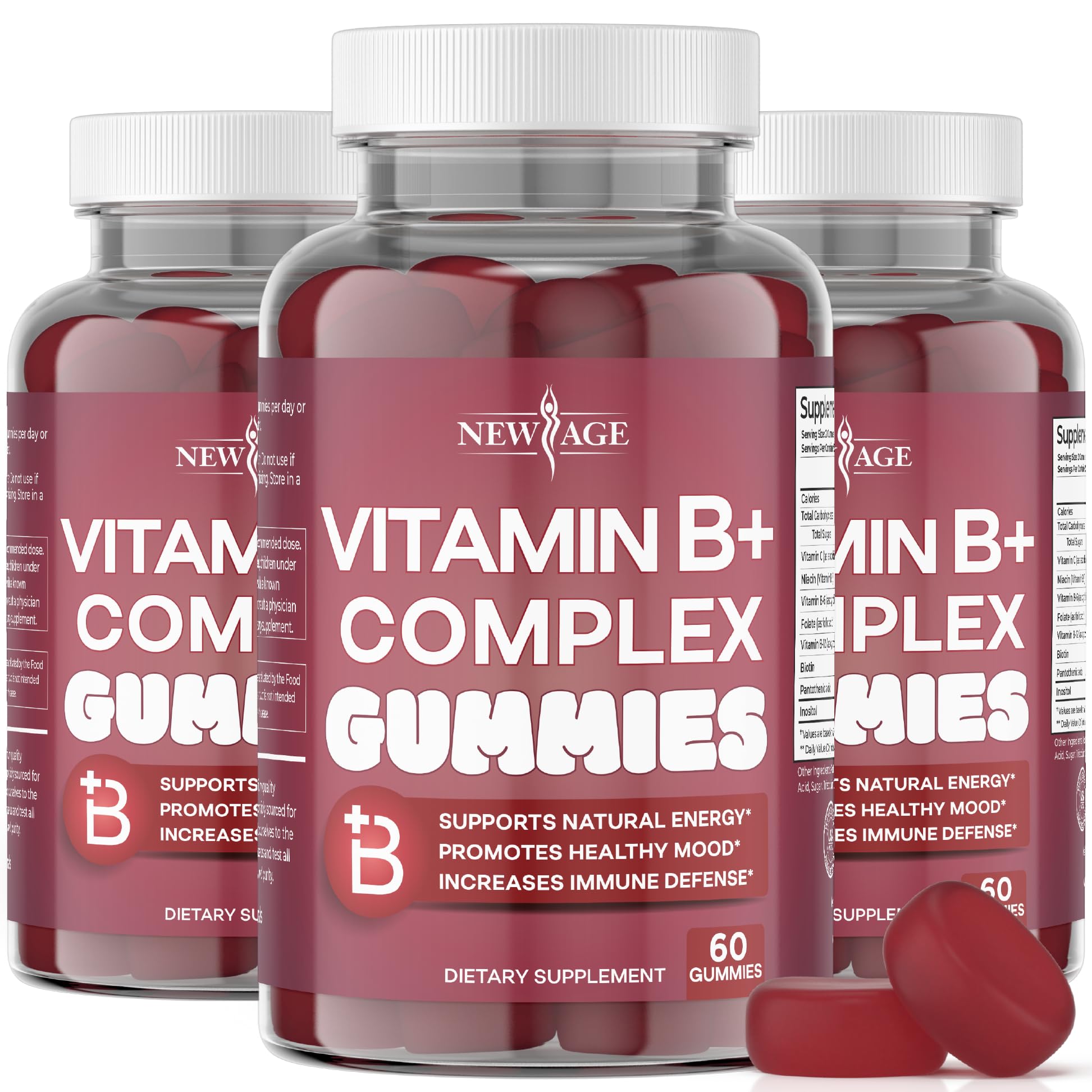 Foto 2 pulgar | Gomitas Con Complejo De Vitamina B New Age B3  B6 Y B12 Con Biotina 180 - Venta Internacional.