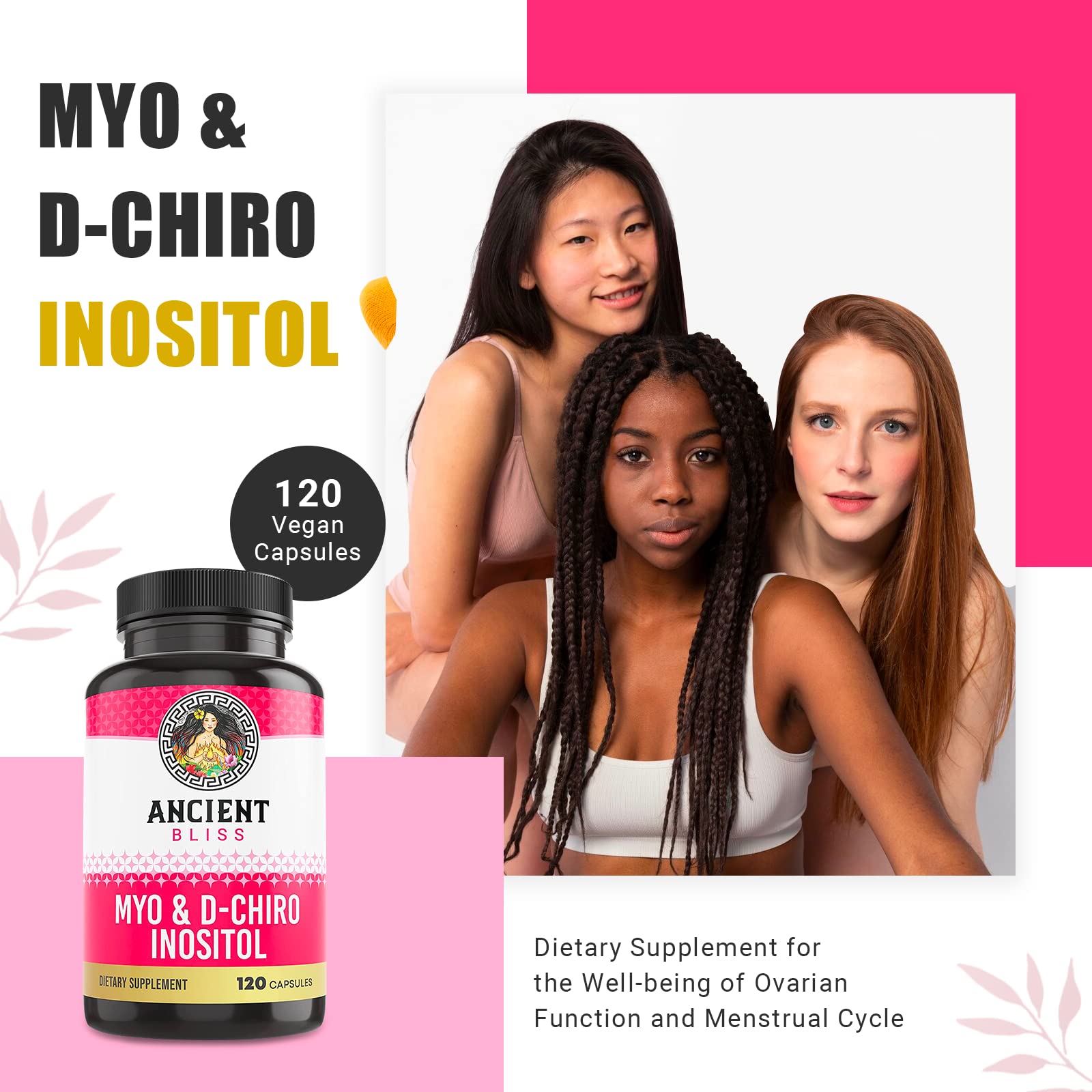 Foto 2 | Suplemento Ancient Bliss Myo & D-chiro Inositol 2050 Mg 120 Cápsulas - Venta Internacional.