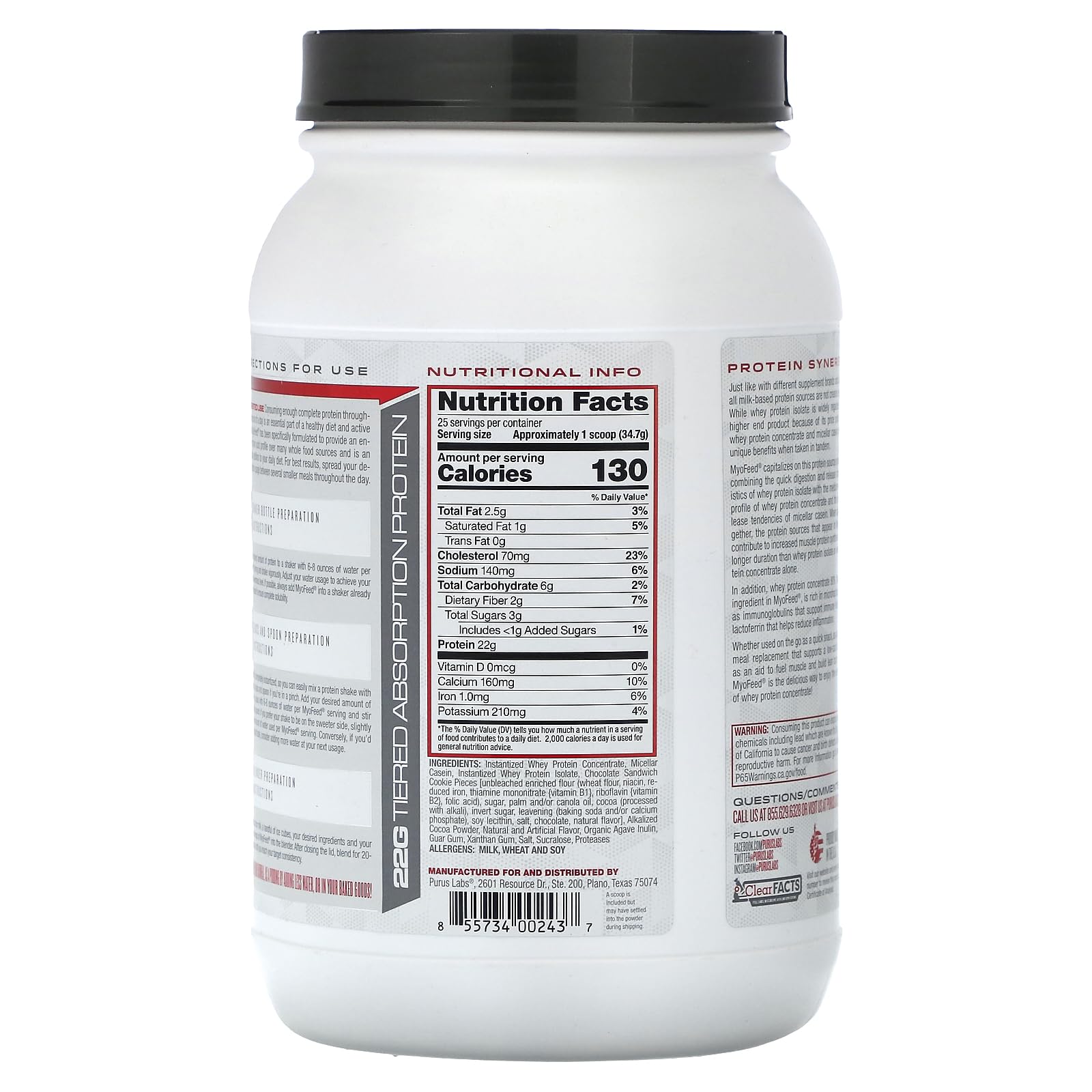 Foto 2 | Proteína En Polvo Purus Labs Myofeed Blended 25 Porciones - Venta Internacional.