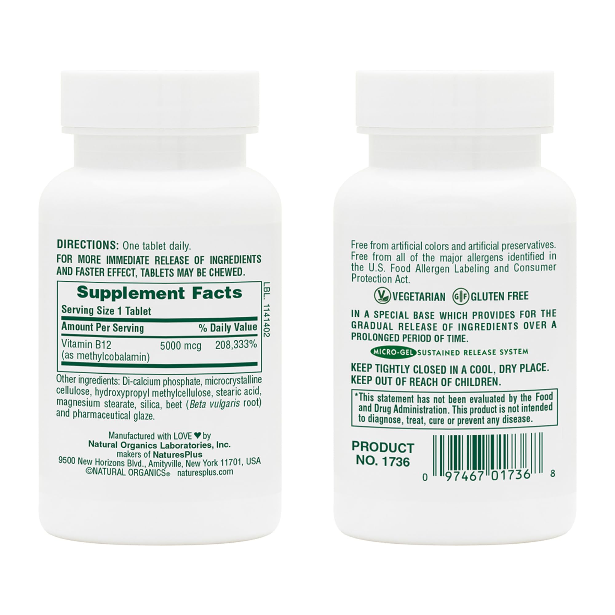 Foto 2 | Suplemento Naturesplus Shot-o-b12 5000 Mcg 30 Tabletas X 2 - Venta Internacional.
