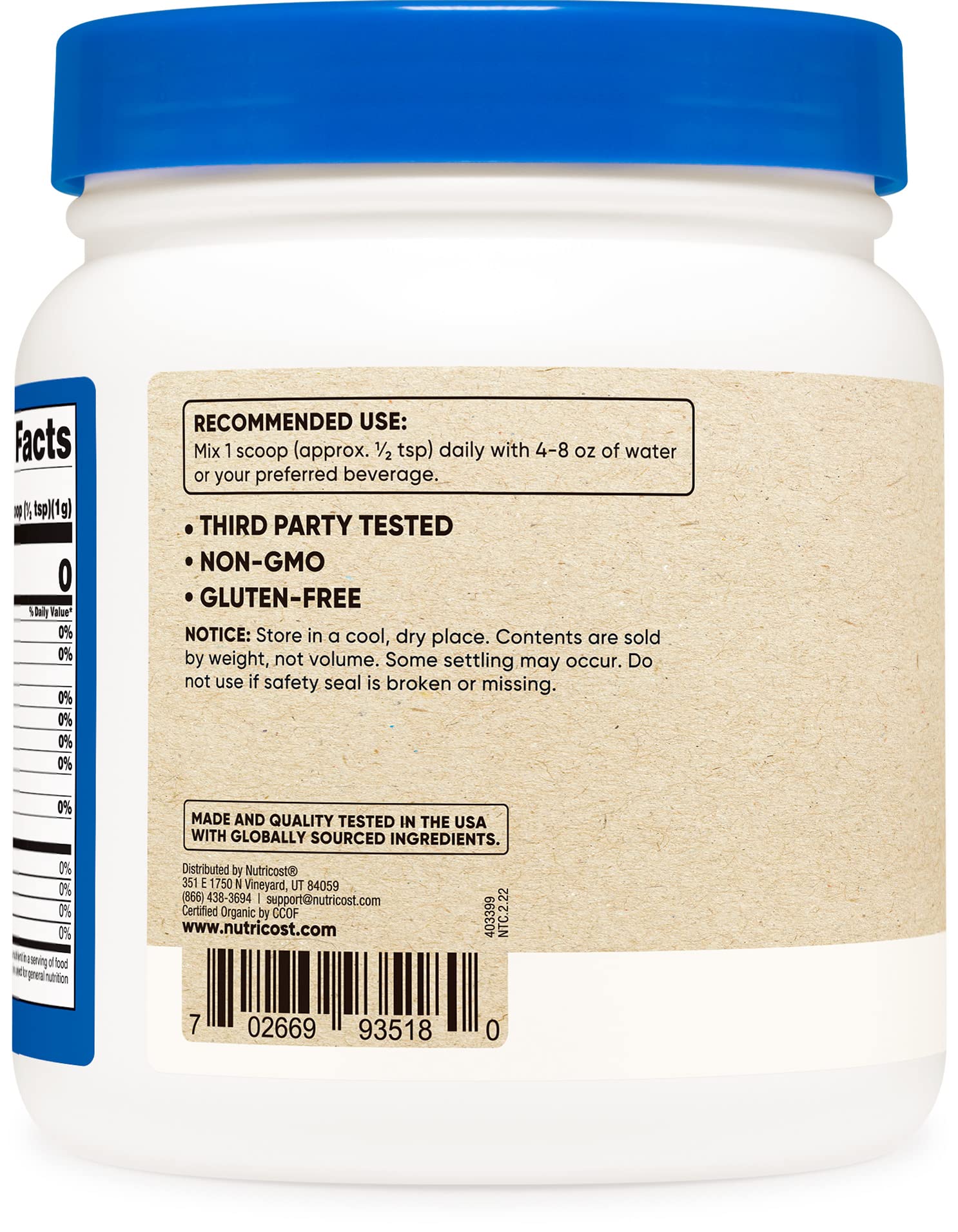 Foto 4 | Suplemento Nutricost De Col Rizada Orgánica En Polvo 454 G (2 Botellas) - Venta Internacional.