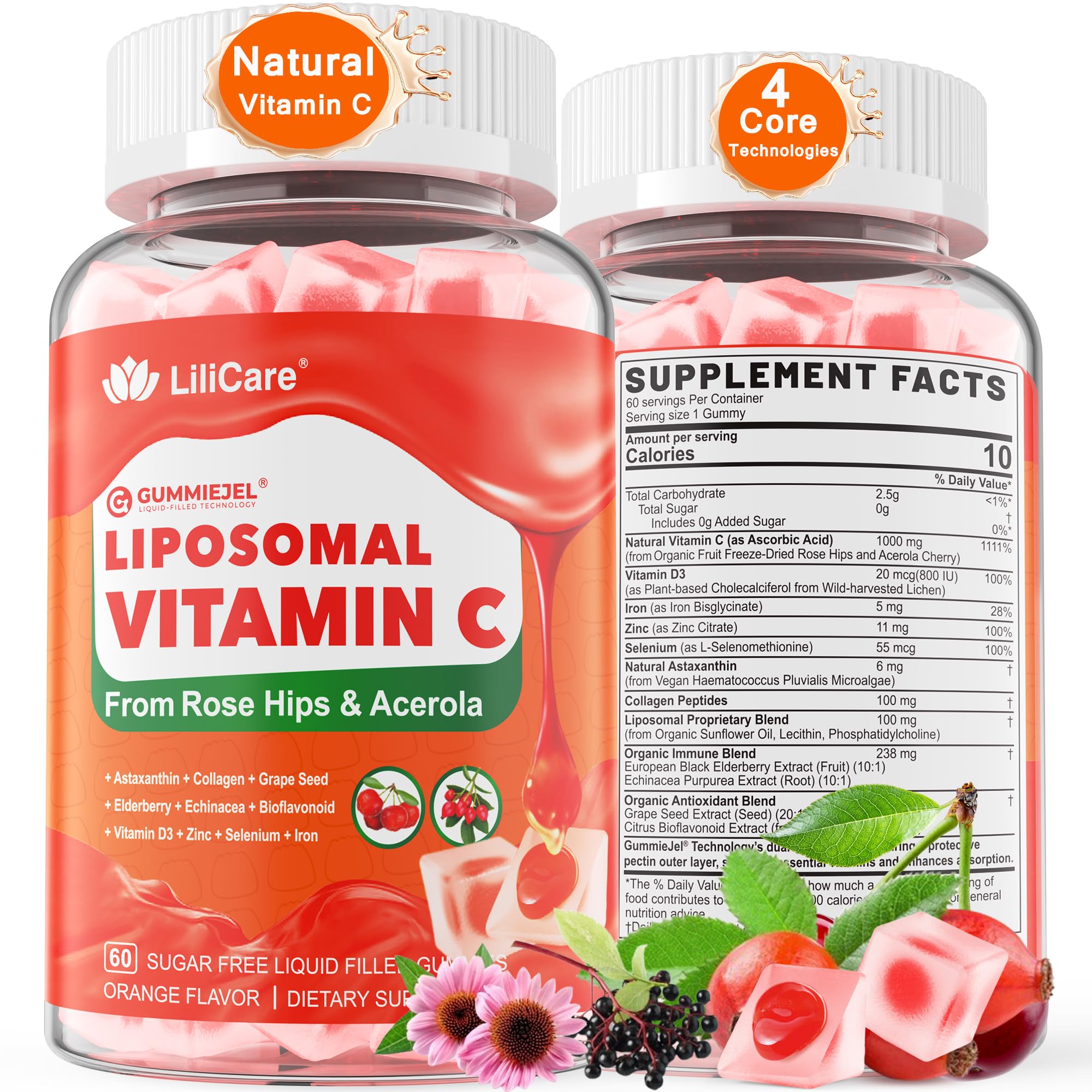 Foto 1 | Gomitas De Vitamina C Lilicare Liposomal 1000 Mg Con Zinc D3 Y Saúco - Venta Internacional.