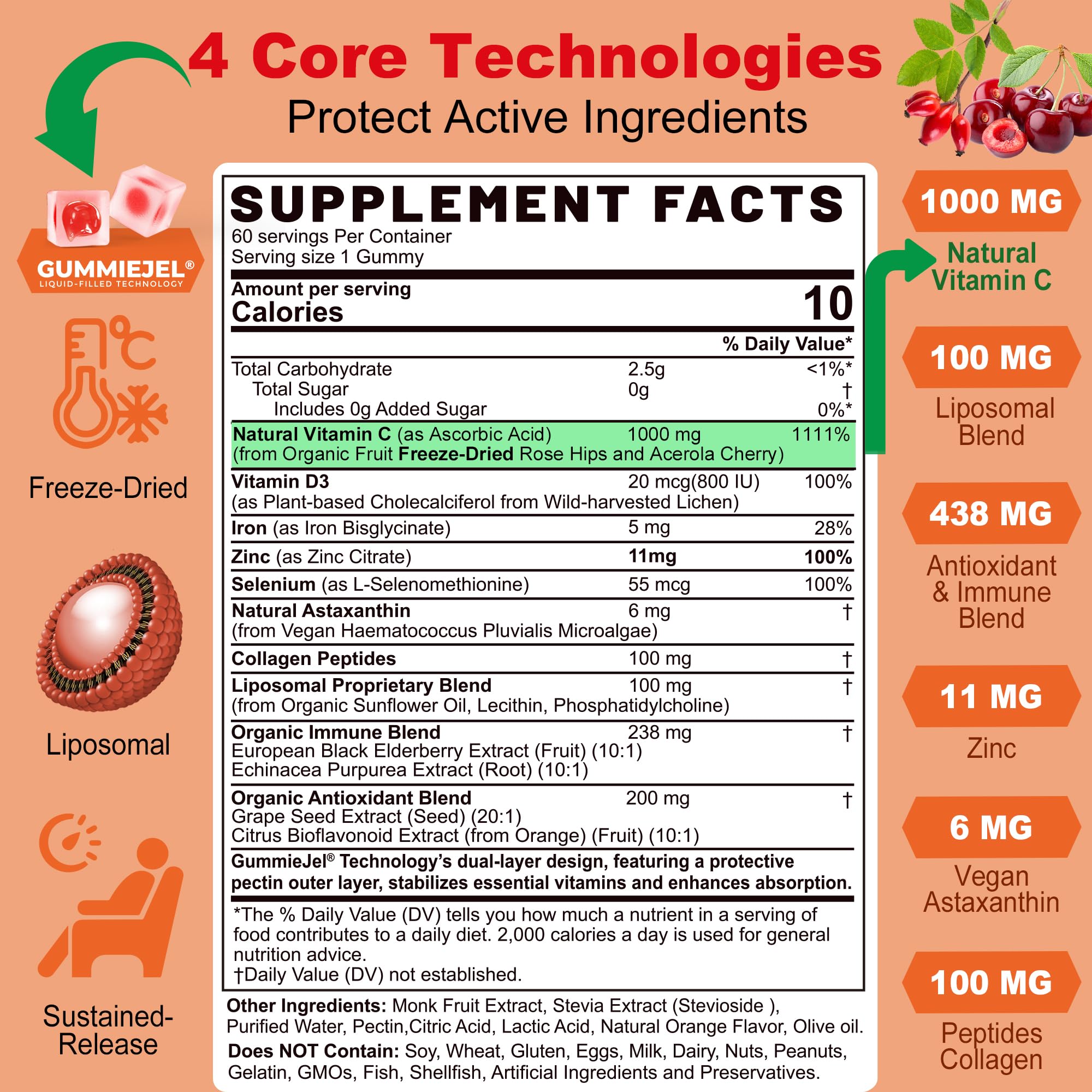 Foto 2 | Gomitas De Vitamina C Lilicare Liposomal 1000 Mg Con Zinc D3 Y Saúco - Venta Internacional.